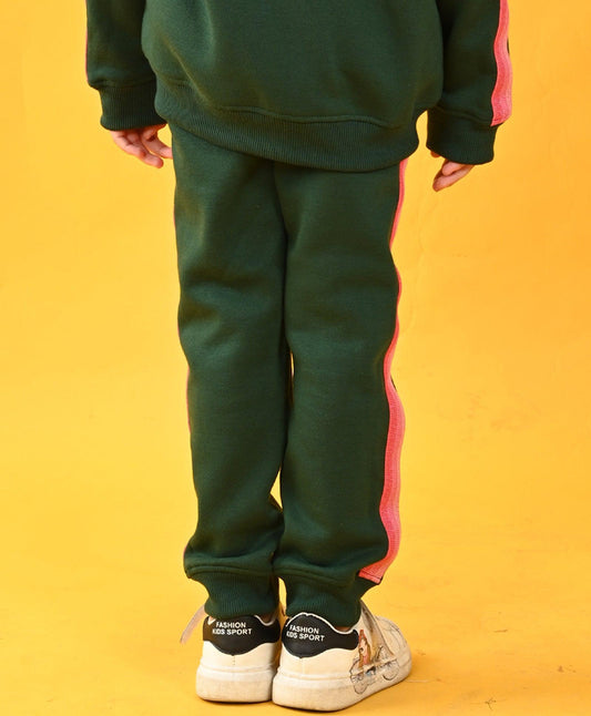 OLIVE FLEECE PINK GLITTER TAPE JOGGER - OLIVE - Anthrilo