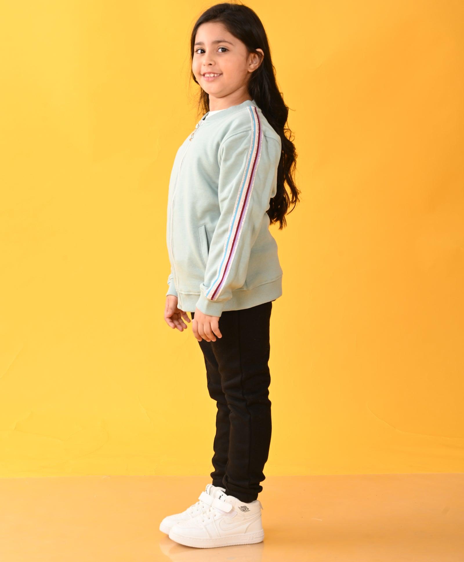 OIL GREEN PINK SIDE TAPE FLEECE ZIPPER SWEATSHIRT BLACK JOGGER SET - GREEN / BLACK - Anthrilo