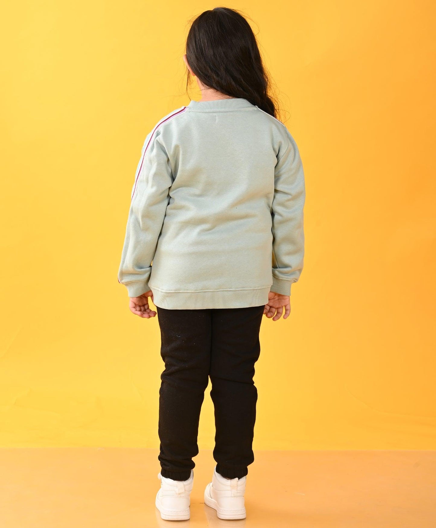OIL GREEN PINK SIDE TAPE FLEECE ZIPPER SWEATSHIRT BLACK JOGGER SET - GREEN / BLACK