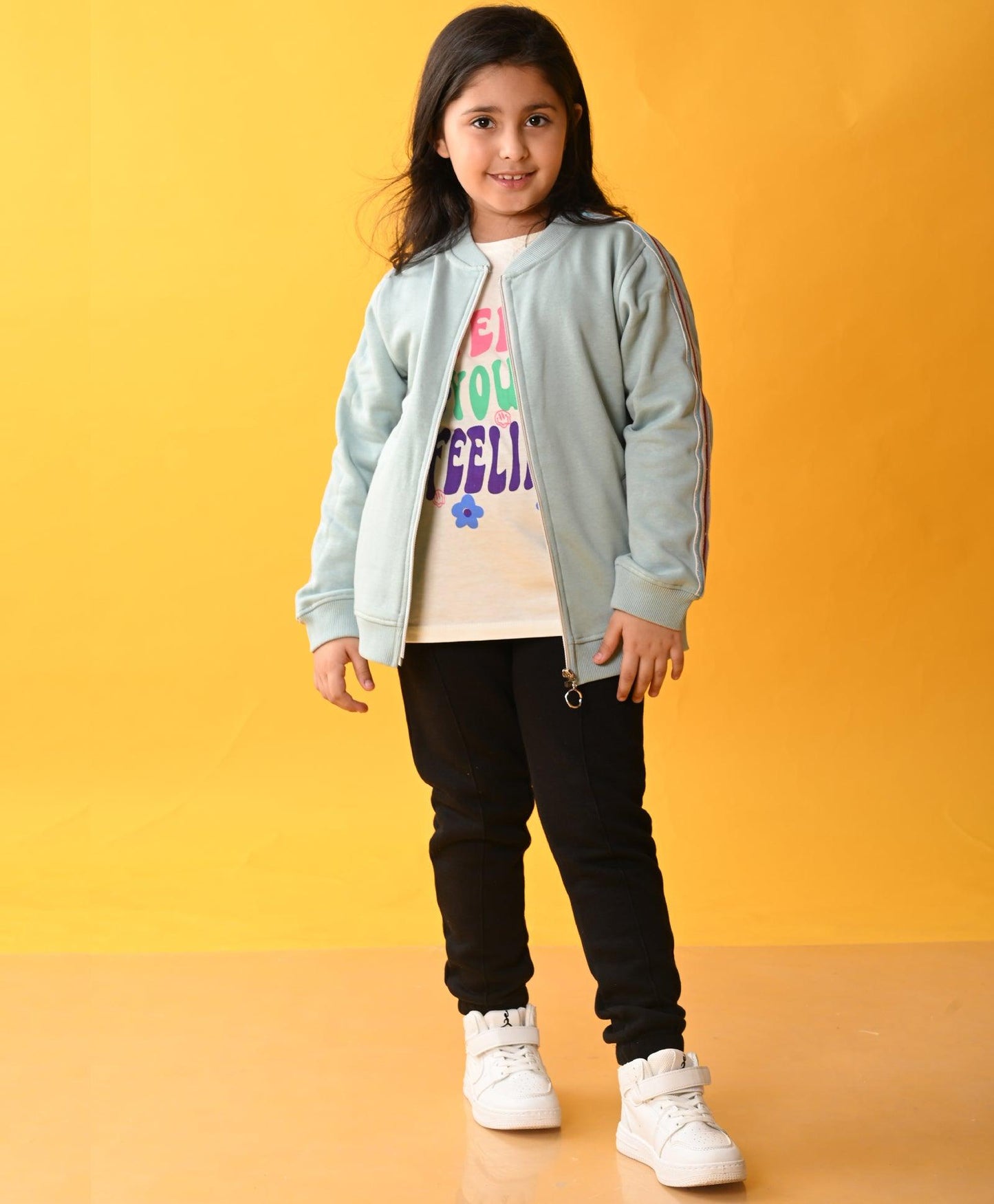 OIL GREEN PINK SIDE TAPE FLEECE ZIPPER SWEATSHIRT BLACK JOGGER SET - GREEN / BLACK