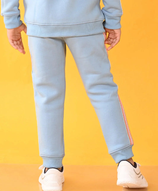 SKY FLEECE PINK GLITTER TAPE JOGGER - SKY - Anthrilo