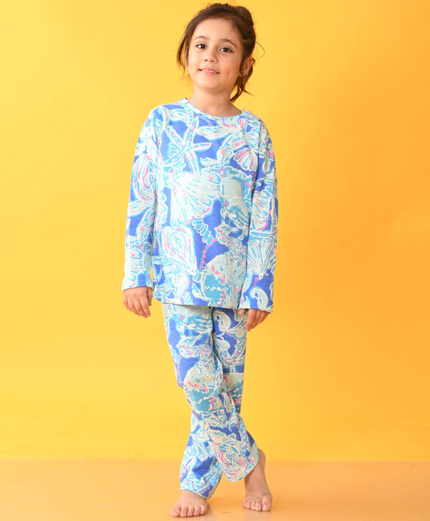 OCEAN BLUE GIRLS LONG SLEEVES PYJAMA SET D - BLUE