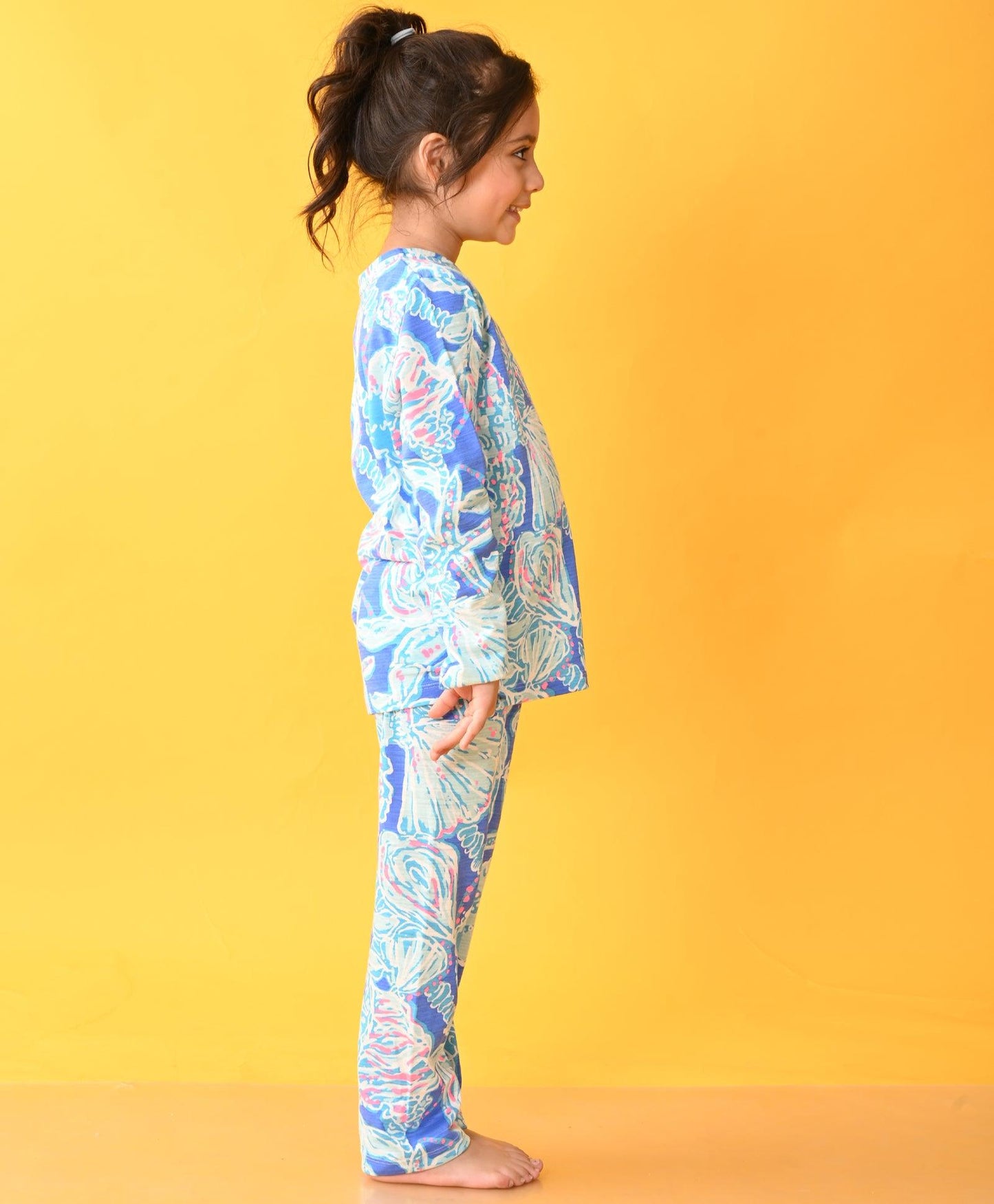 OCEAN BLUE GIRLS LONG SLEEVES PYJAMA SET D - BLUE