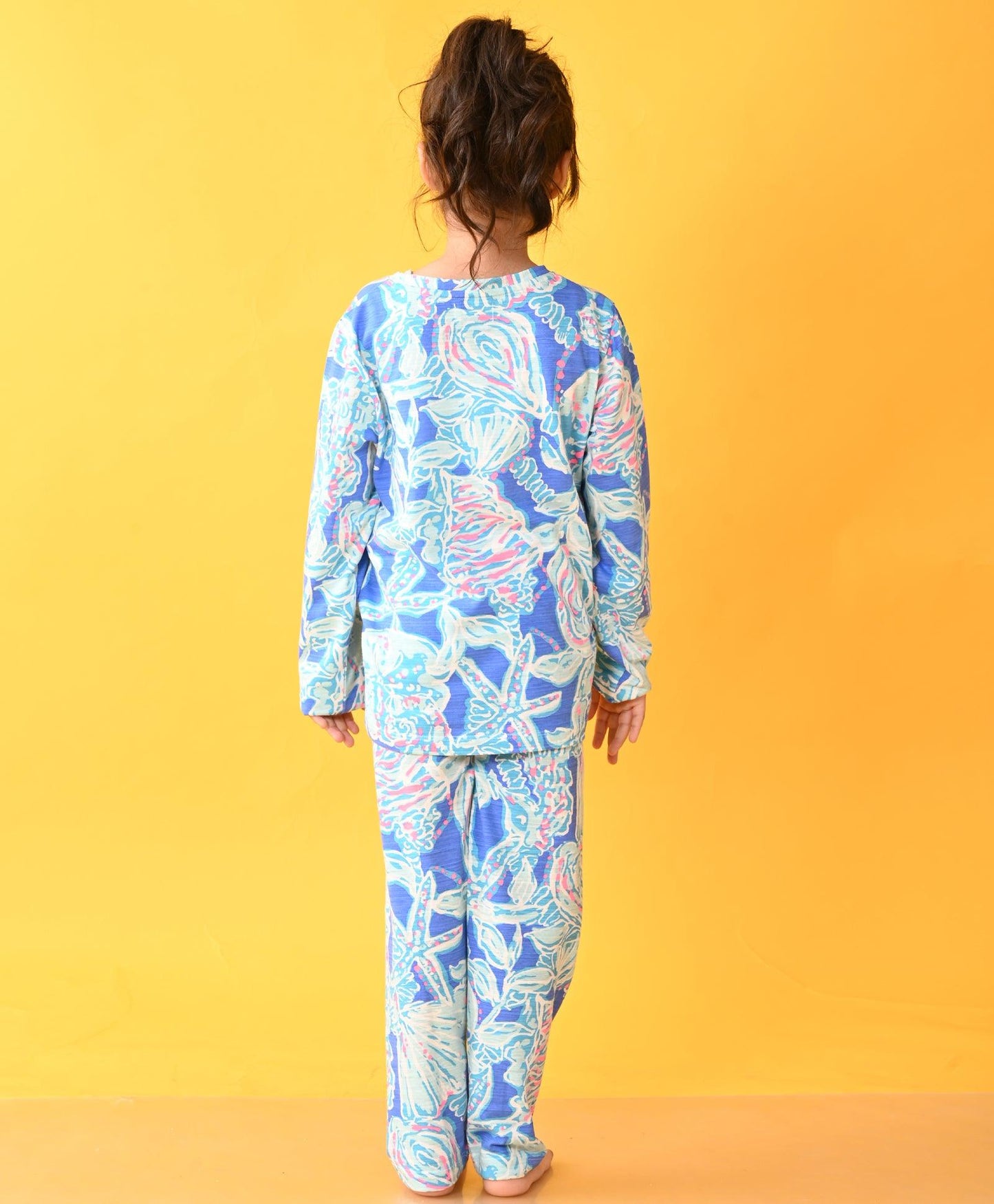 OCEAN BLUE GIRLS LONG SLEEVES PYJAMA SET D - BLUE