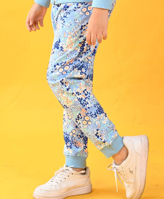 PRETTY BLUE FLOWERS FLEECE JOGGER D - BLUE - Anthrilo