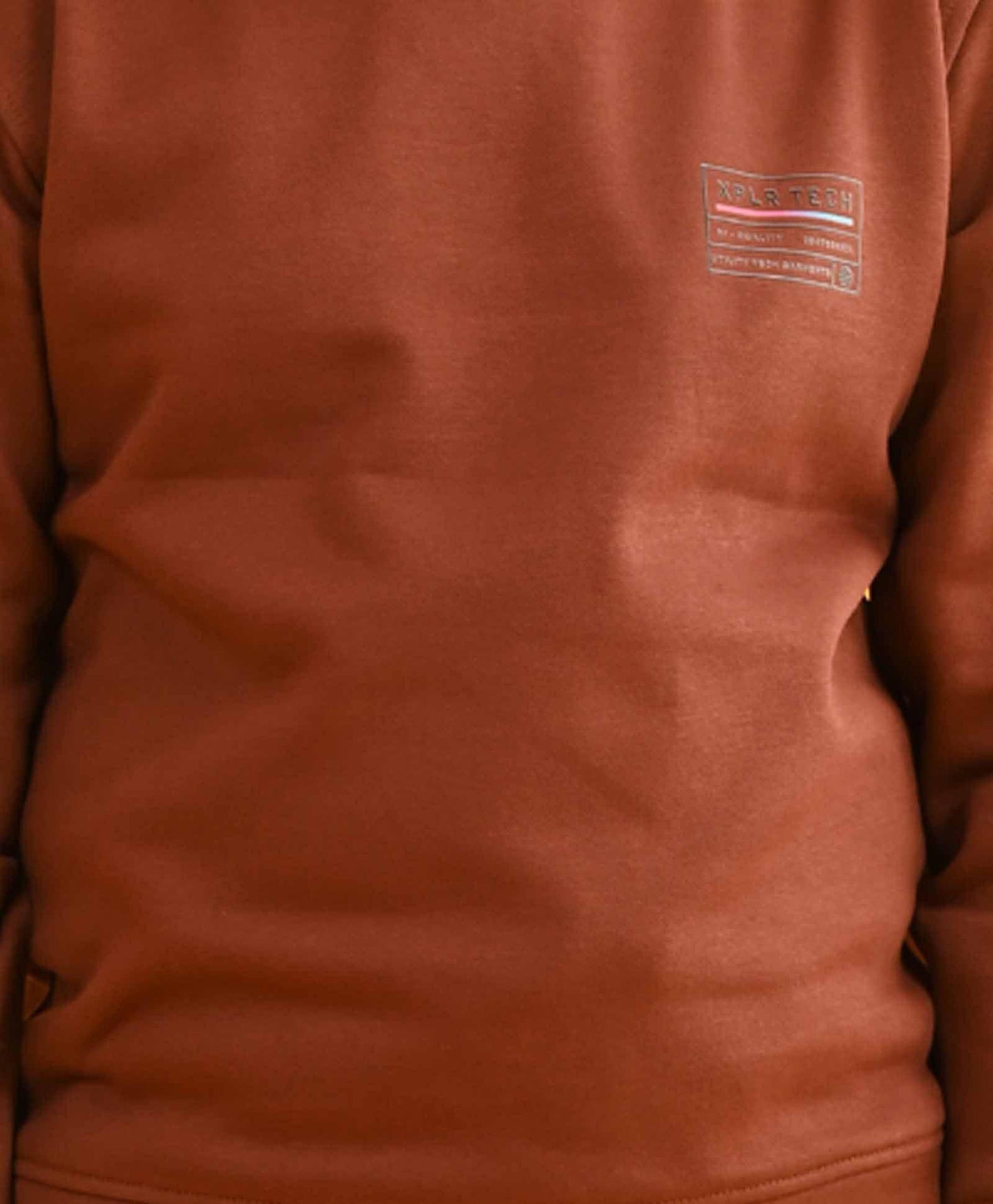 XPLR BROWN FLEECE ROUND NECK FLEECE SWEATSHIRT - BROWN