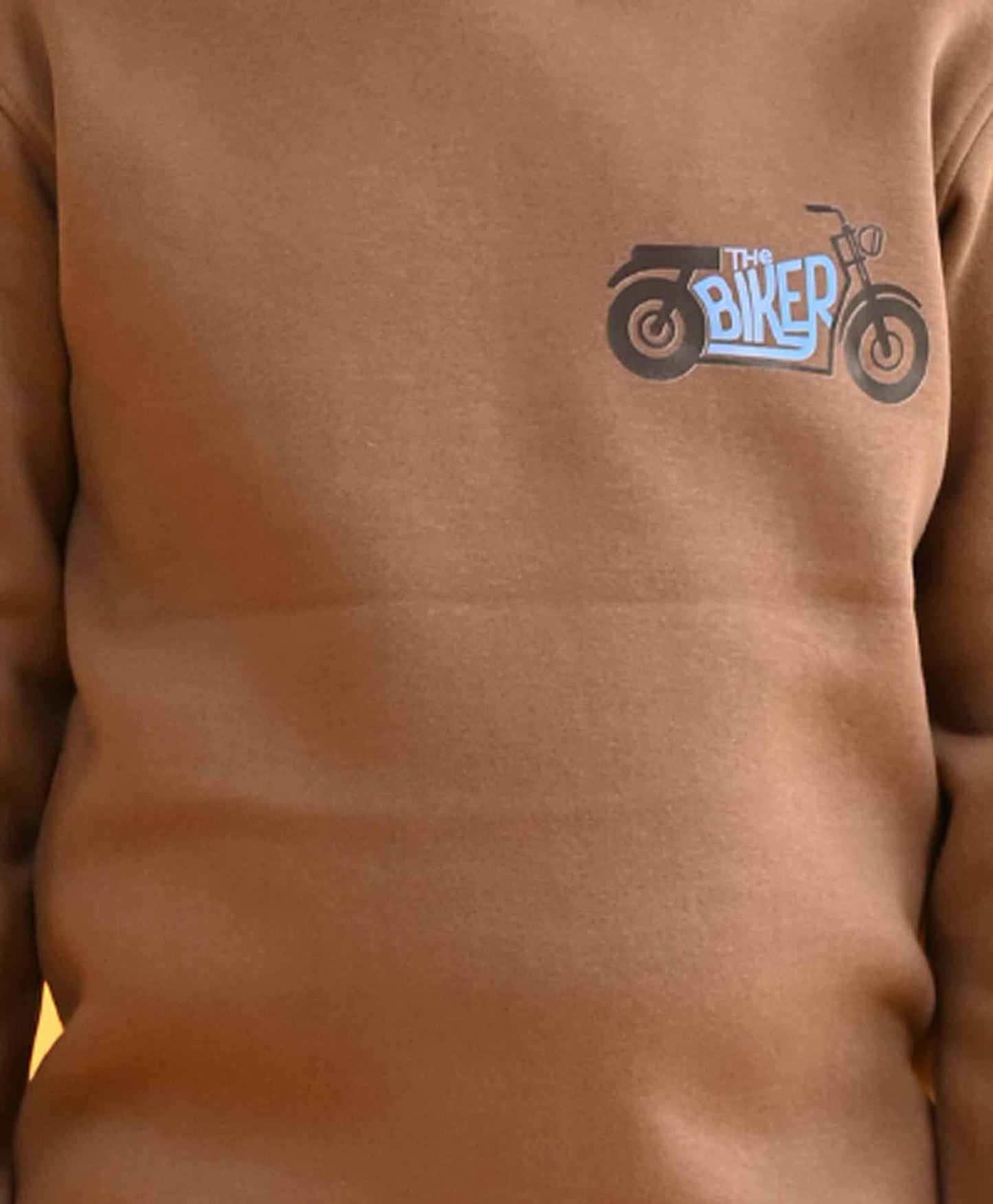 BIKER BROWN FLEECE HOODIE - BROWN