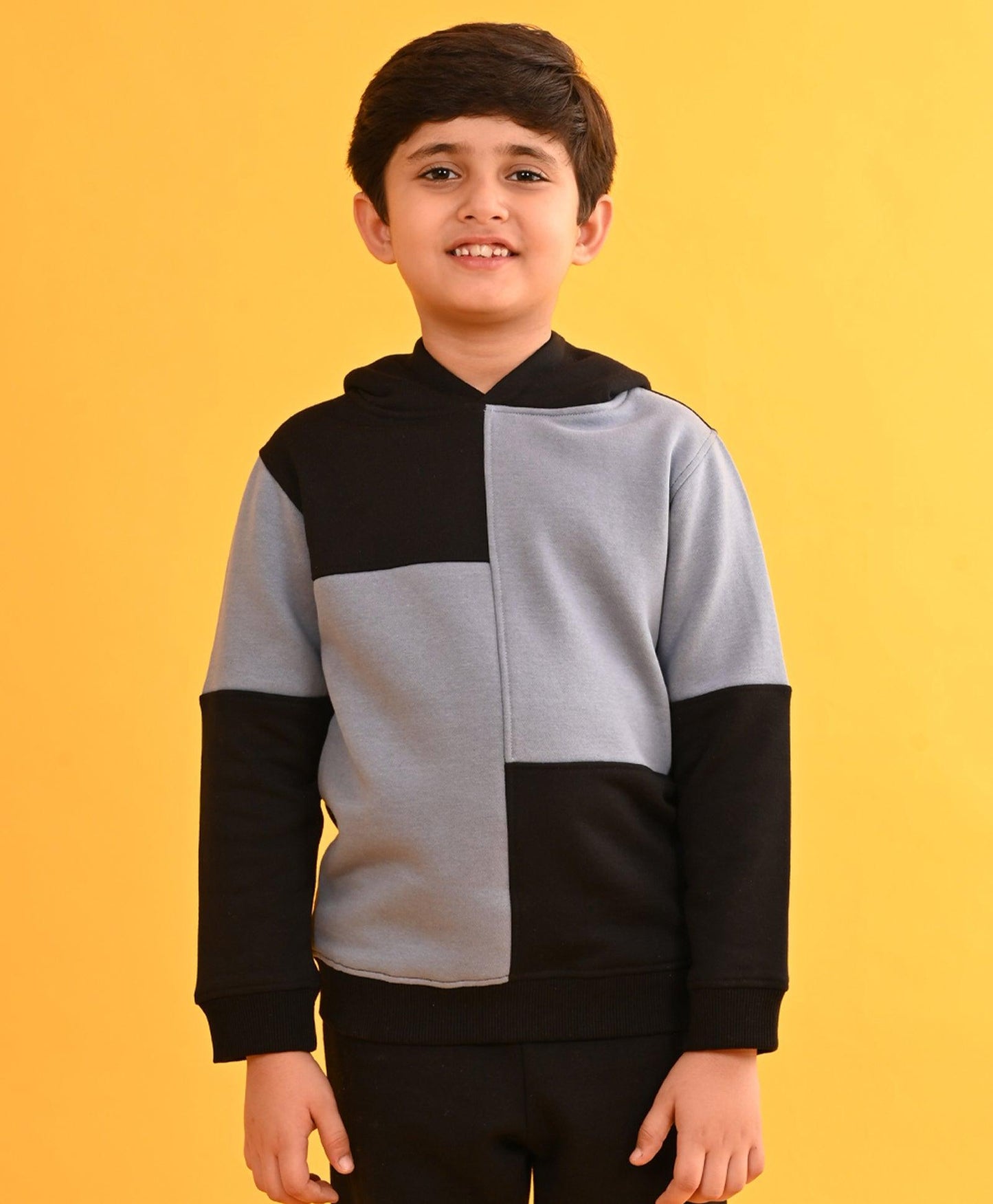 BLUE ASH COLOR BLOCK FLEECE HOODIE - BLUE