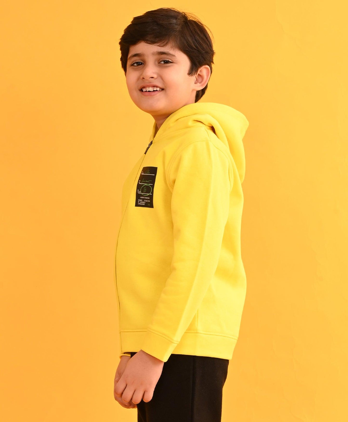 SPORTY COLLECTION YELLOW FLEECE HOODIE - YELLOW