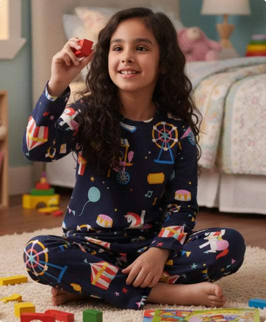 CARNIVAL CIRCUS LONG SLEEVES PYJAMA SET - BLUE