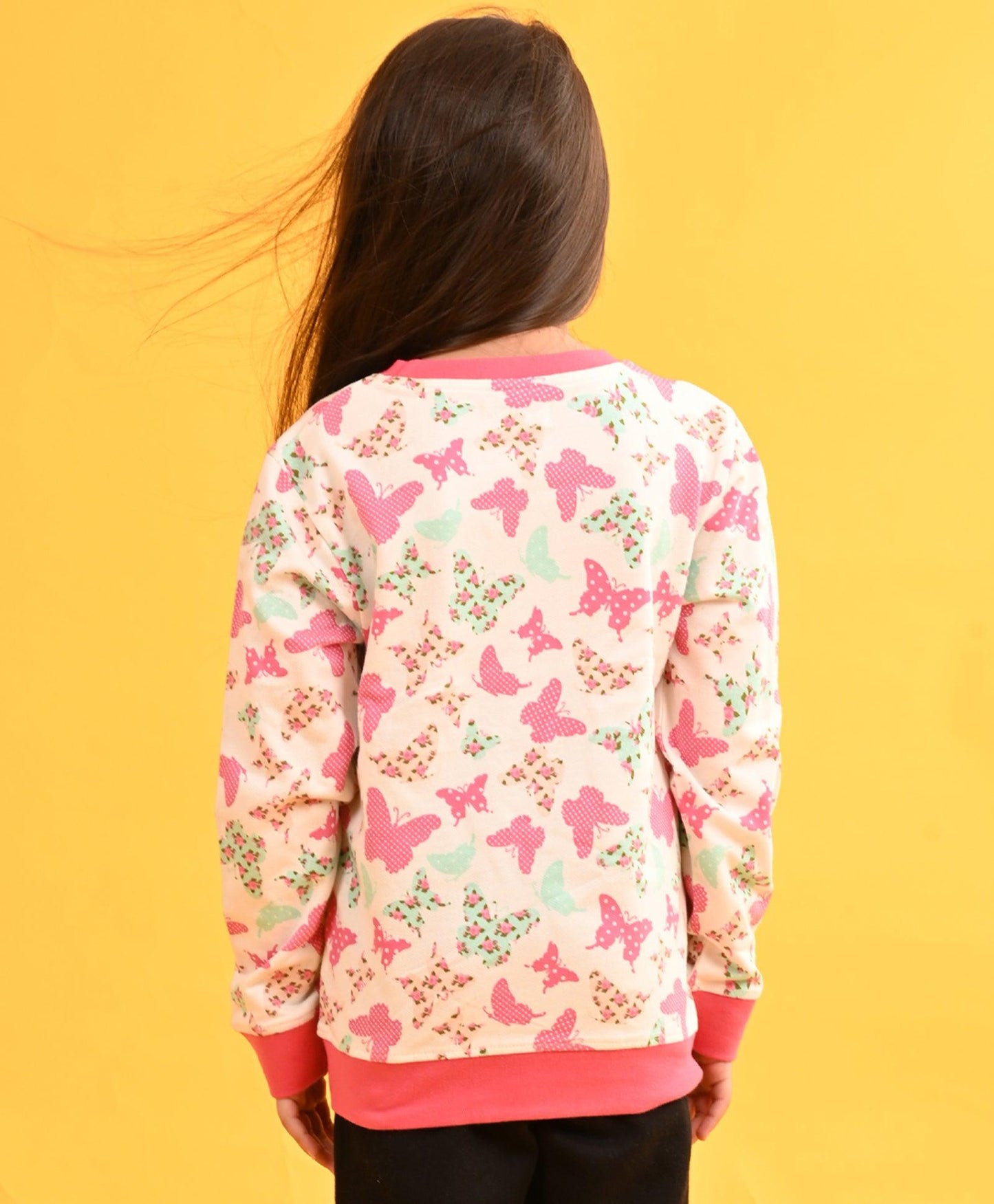 BUTTERFLY GIRLS TERRY SWEATSHIRT - WHITE