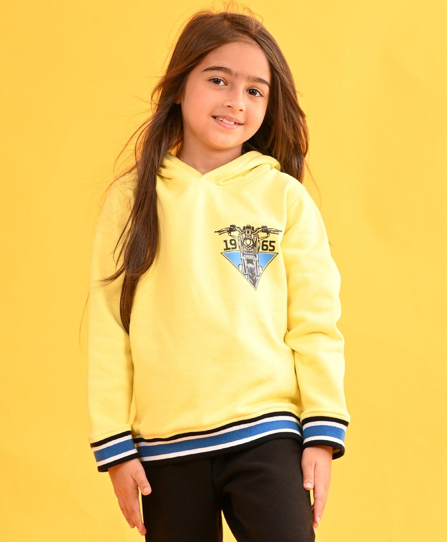 YELLOW 1965 GIRLS FLEECE HOODIE - YELLOW