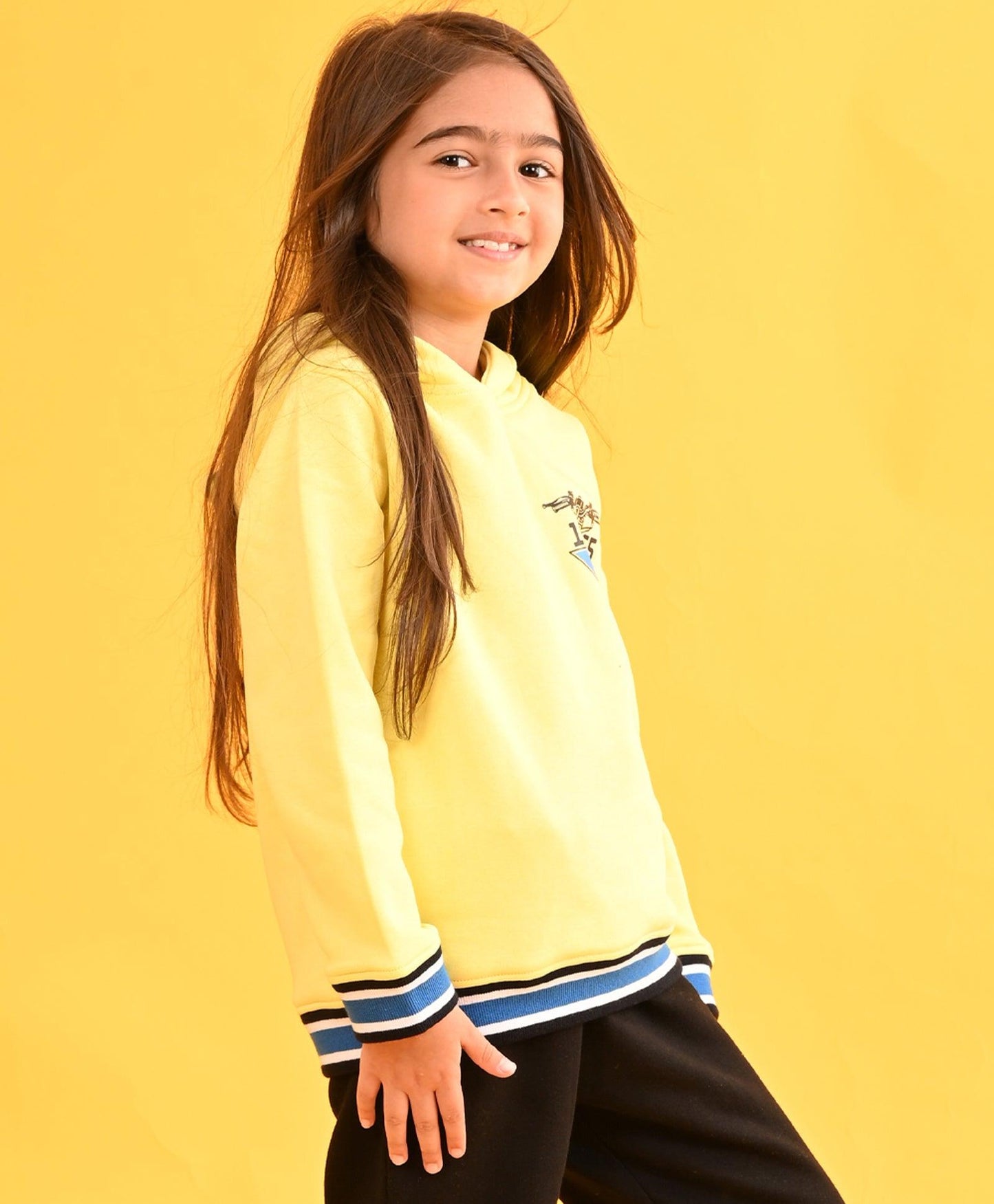 YELLOW 1965 GIRLS FLEECE HOODIE - YELLOW