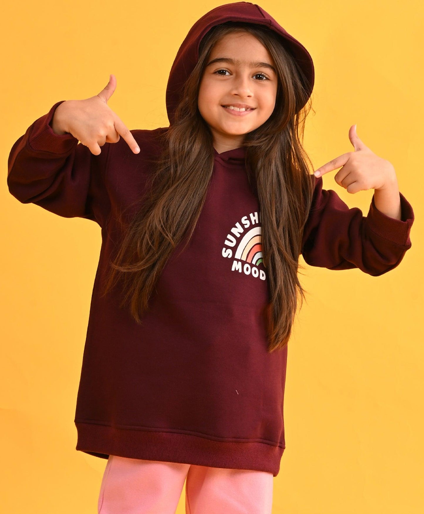 SUNSHINE MEHROON FLEECE HOODIE - MEHROON