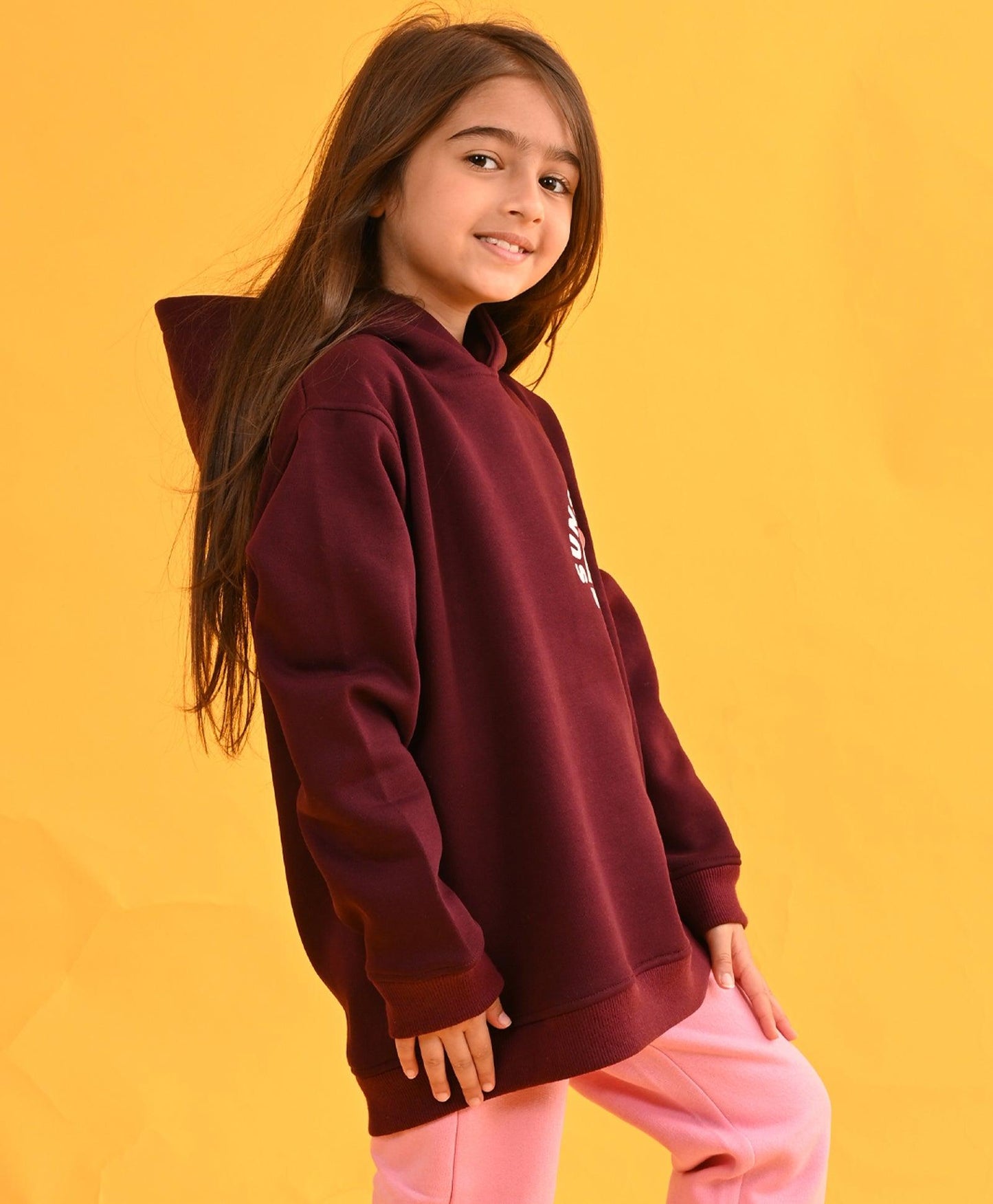 SUNSHINE MEHROON FLEECE HOODIE - MEHROON