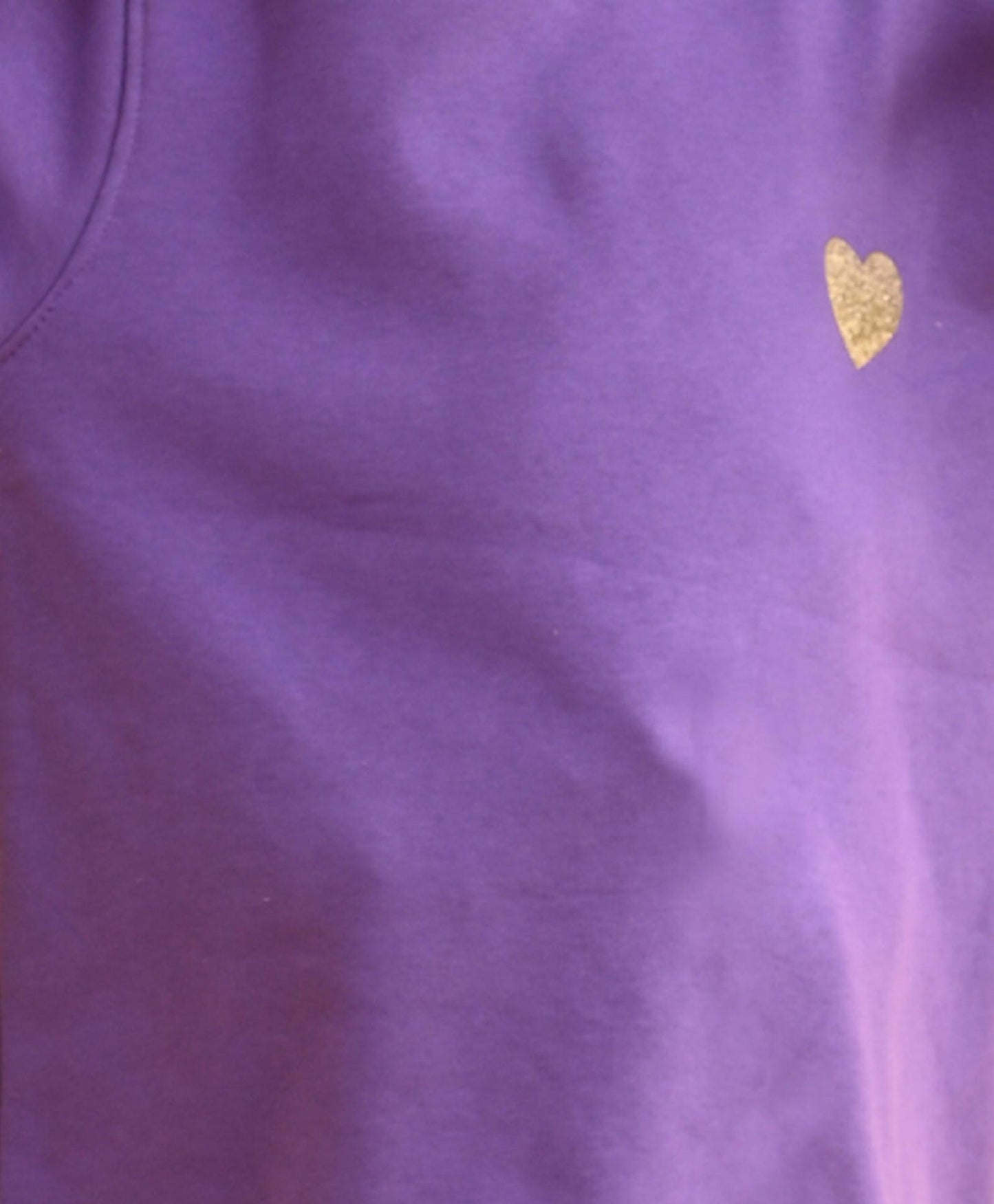 HEART PURPLE MUTICOLORED RIB FLEECE HOODIE - PURPLE
