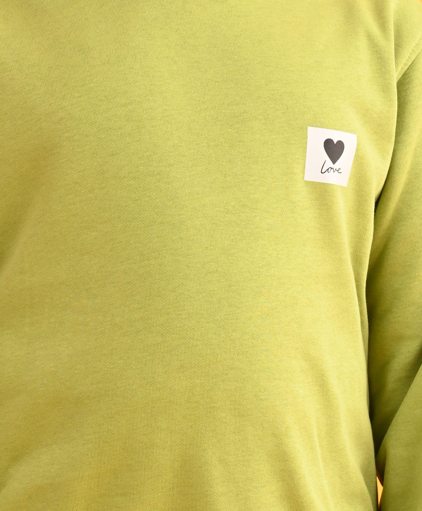 LOVE GREEN WHITE RIB FLEECE HOODIE - GREEN