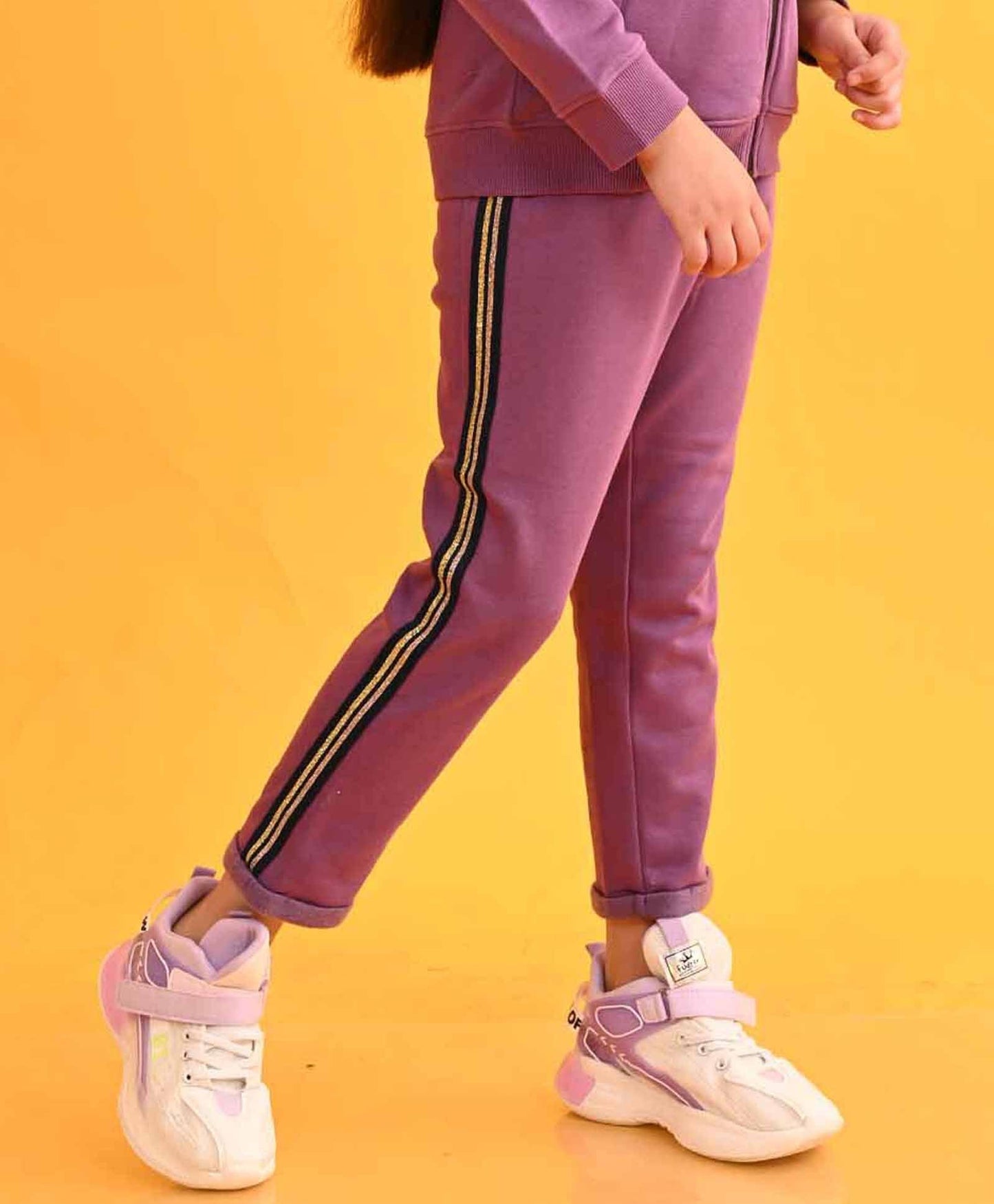 PURPLE GLITTER TAPE FLEECE JOGGER - PURPLE