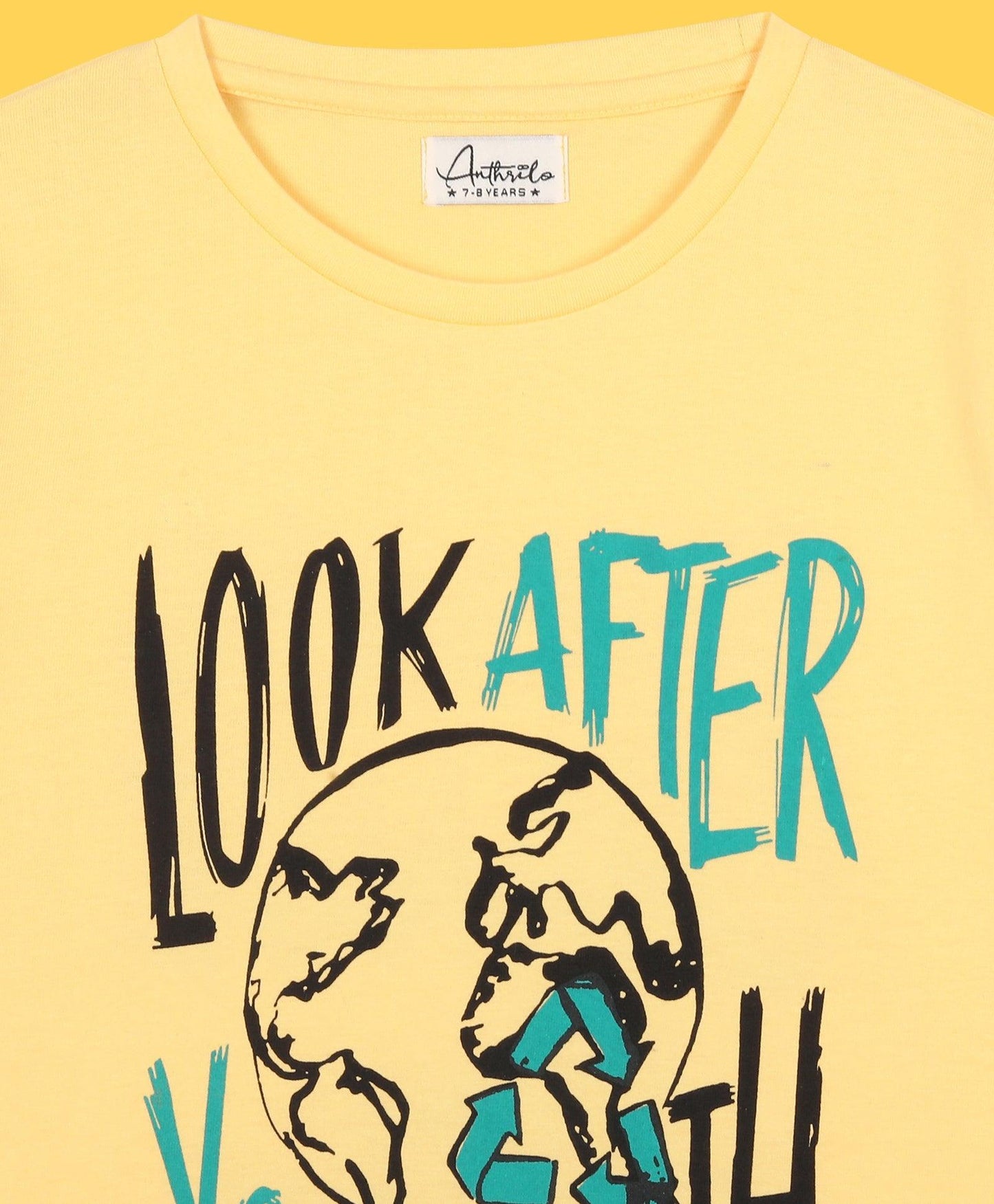 LOOK AFTER EARTH YELLOW BOYS T-SHIRT - YELLOW - Anthrilo