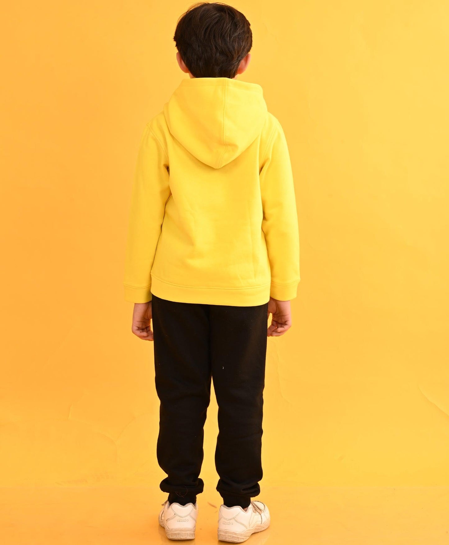 SPORTY COLLECTION YELLOW HOODIE BLACK FLEECE JOGGER SET - YELLOW / BLACK