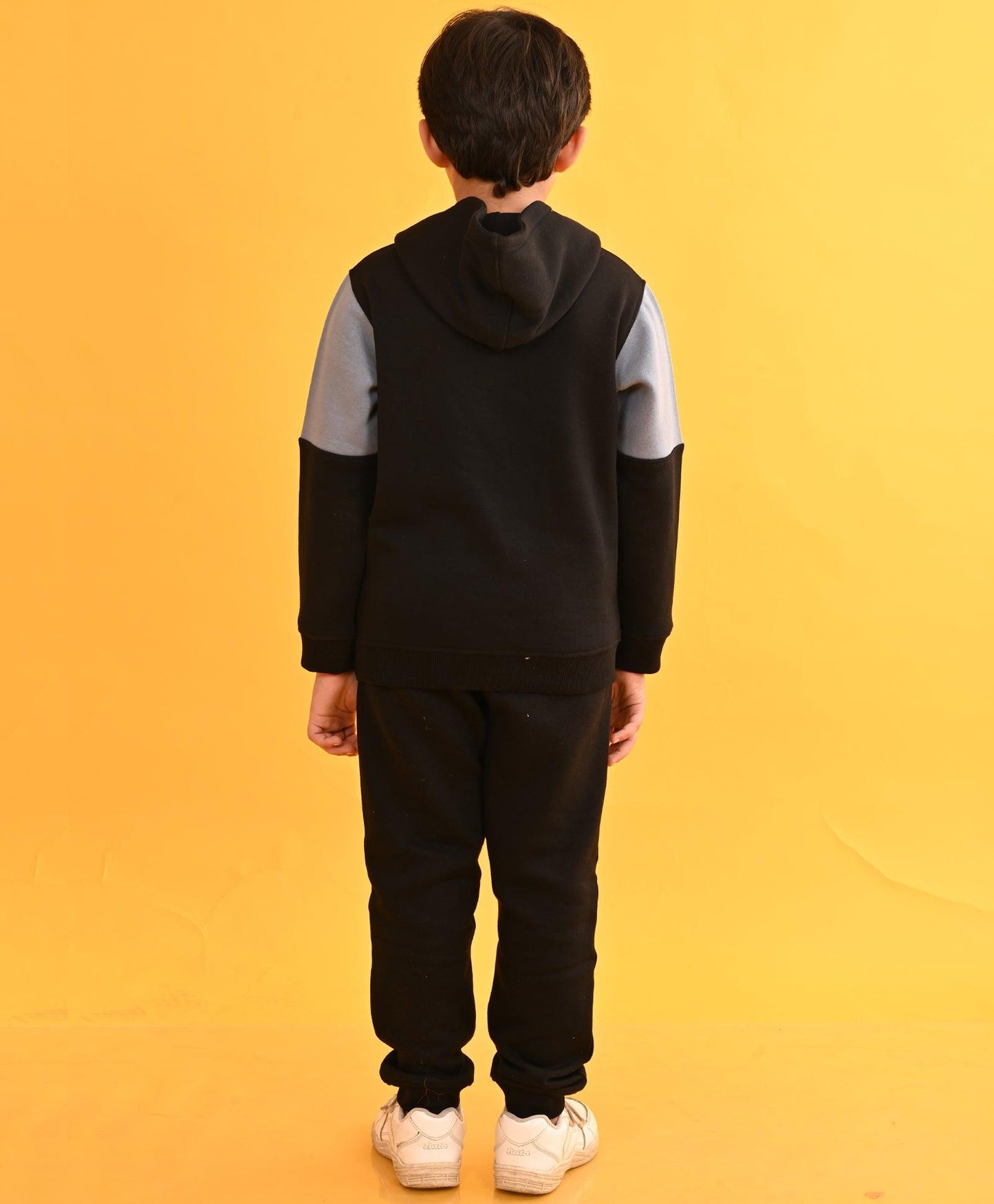 BLUE ASH COLOR BLOCK FLEECE HOODIE BLACK JOGGER SET - BLUE / BLACK