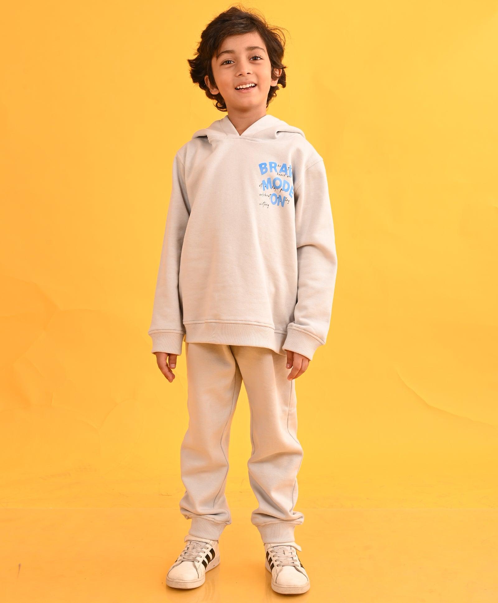 LIGHT GREY TMR FLEECE BOYS HOODIE JOGGER SET - LIGHT GREY - Anthrilo