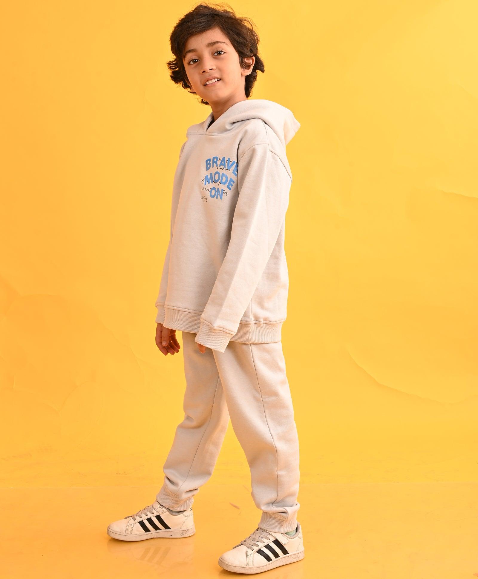 LIGHT GREY TMR FLEECE BOYS HOODIE JOGGER SET - LIGHT GREY - Anthrilo
