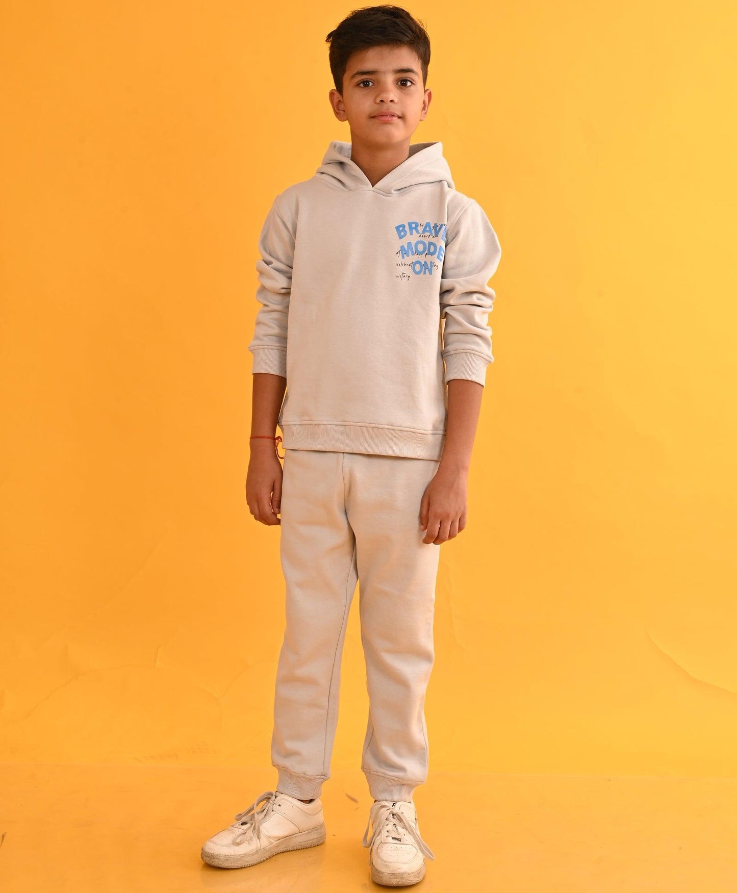 LIGHT GREY TMR FLEECE BOYS HOODIE JOGGER SET D - LIGHT GREY