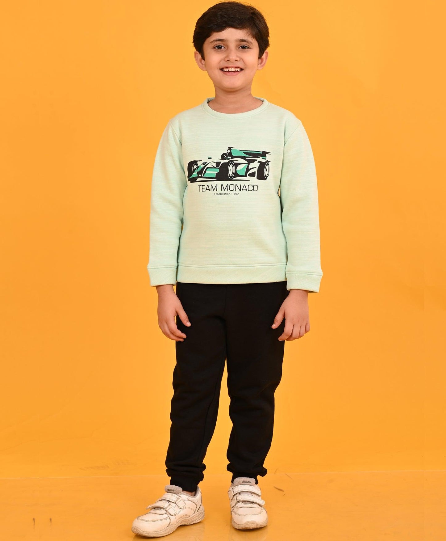 MONACO CAR BLACK FLEECE BOYS SWEATSHIRT JOGGER SET - AQUA / BLACK