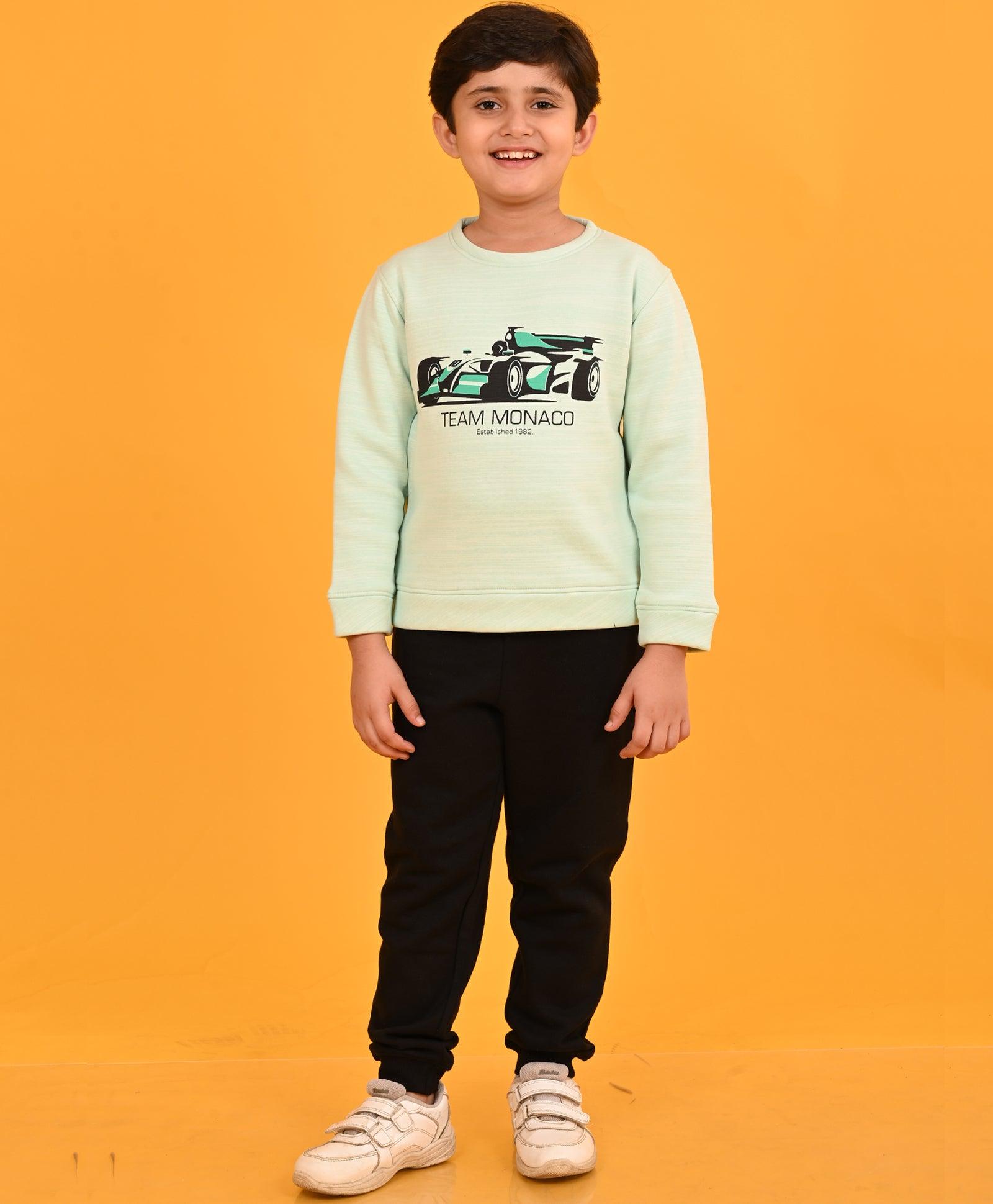 MONACO CAR BLACK FLEECE BOYS SWEATSHIRT JOGGER SET - AQUA / BLACK - Anthrilo