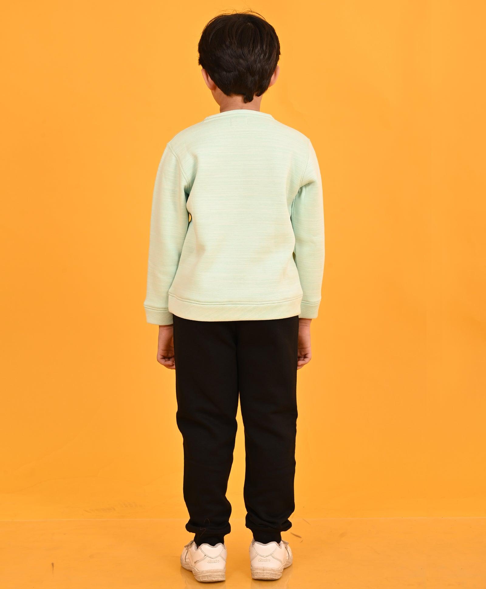 MONACO CAR BLACK FLEECE BOYS SWEATSHIRT JOGGER SET - AQUA / BLACK - Anthrilo