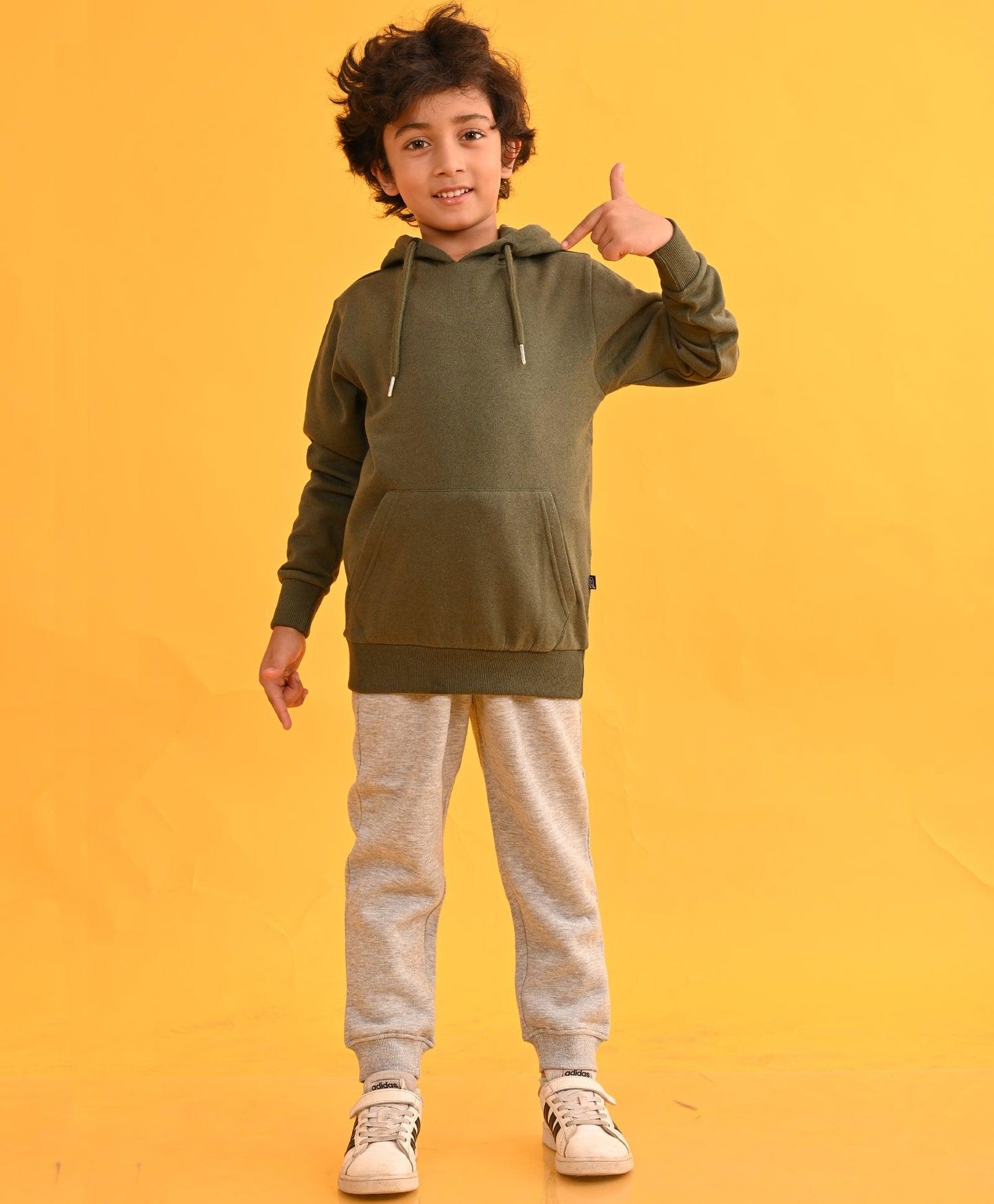 OLIVE HUMMO HOODIE GREY FLEECE JOGGER SET - OLIVE / GREY