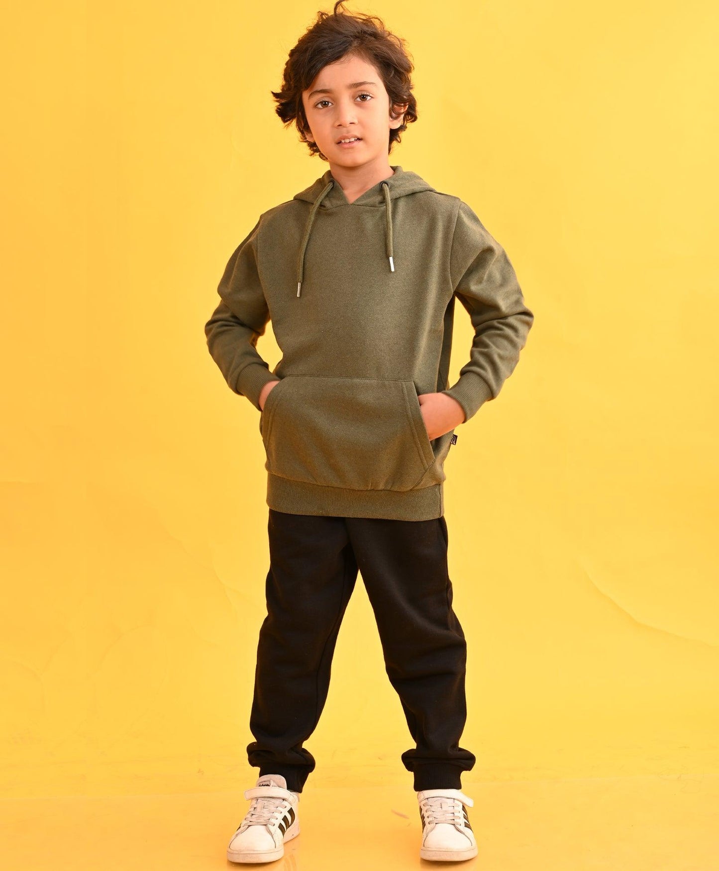 OLIVE HUMMO HOODIE BLACK FLEECE JOGGER SET - OLIVE / BLACK