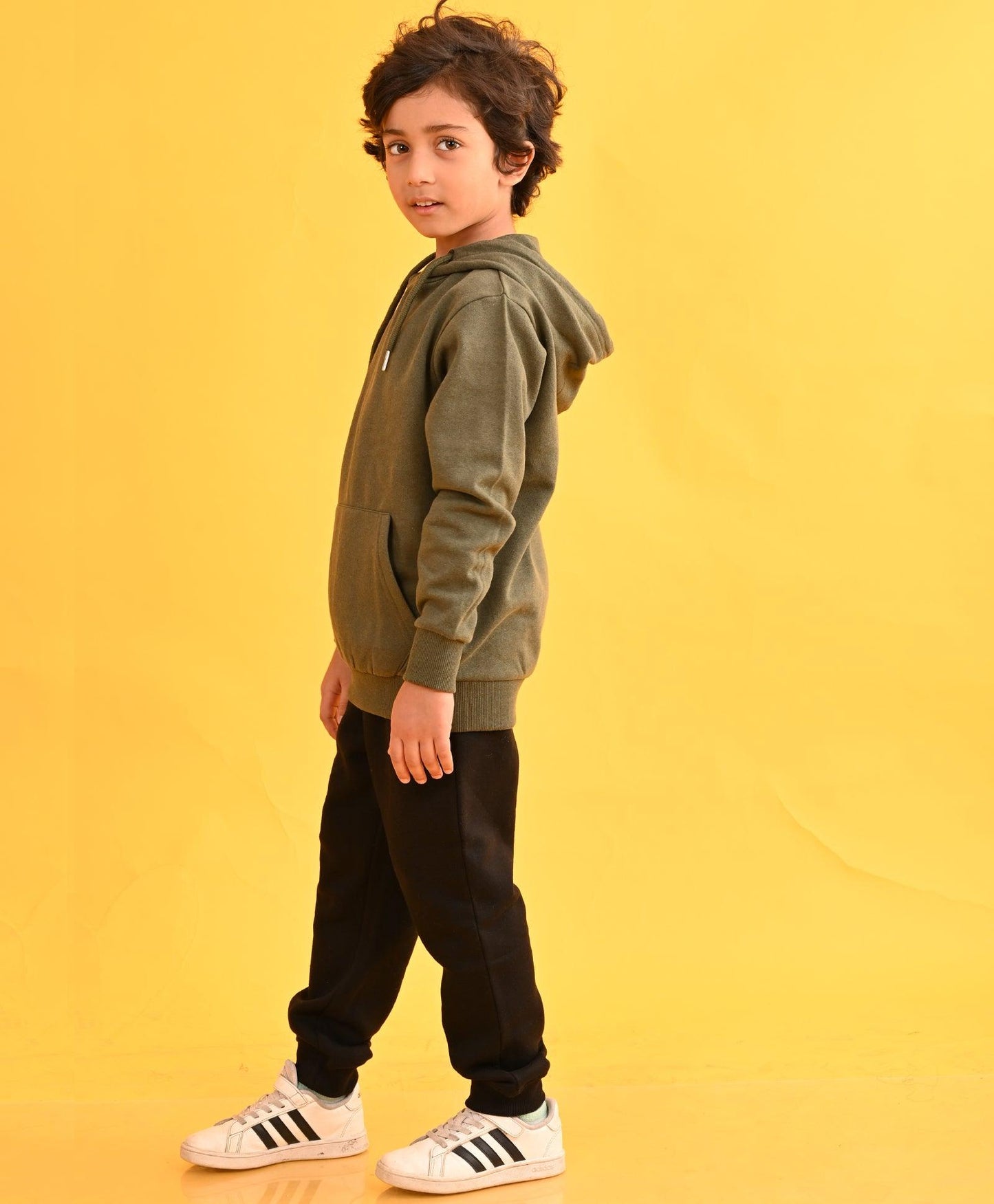 OLIVE HUMMO HOODIE BLACK FLEECE JOGGER SET - OLIVE / BLACK