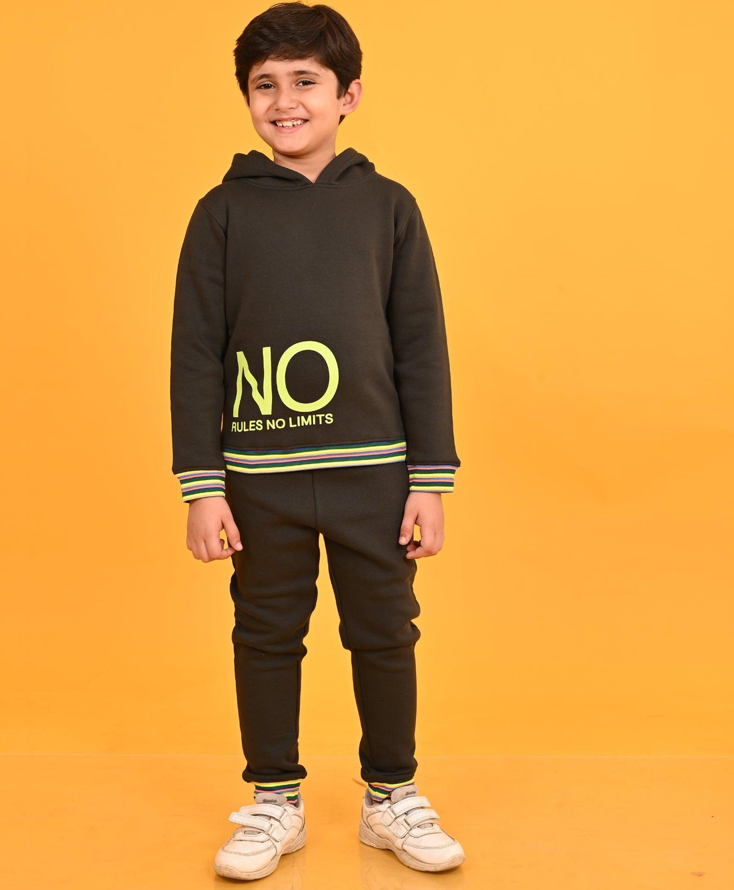 NO RULES FLEECE HOODIE NEON RIBBED JOGGER SET D - OLIVE - Anthrilo