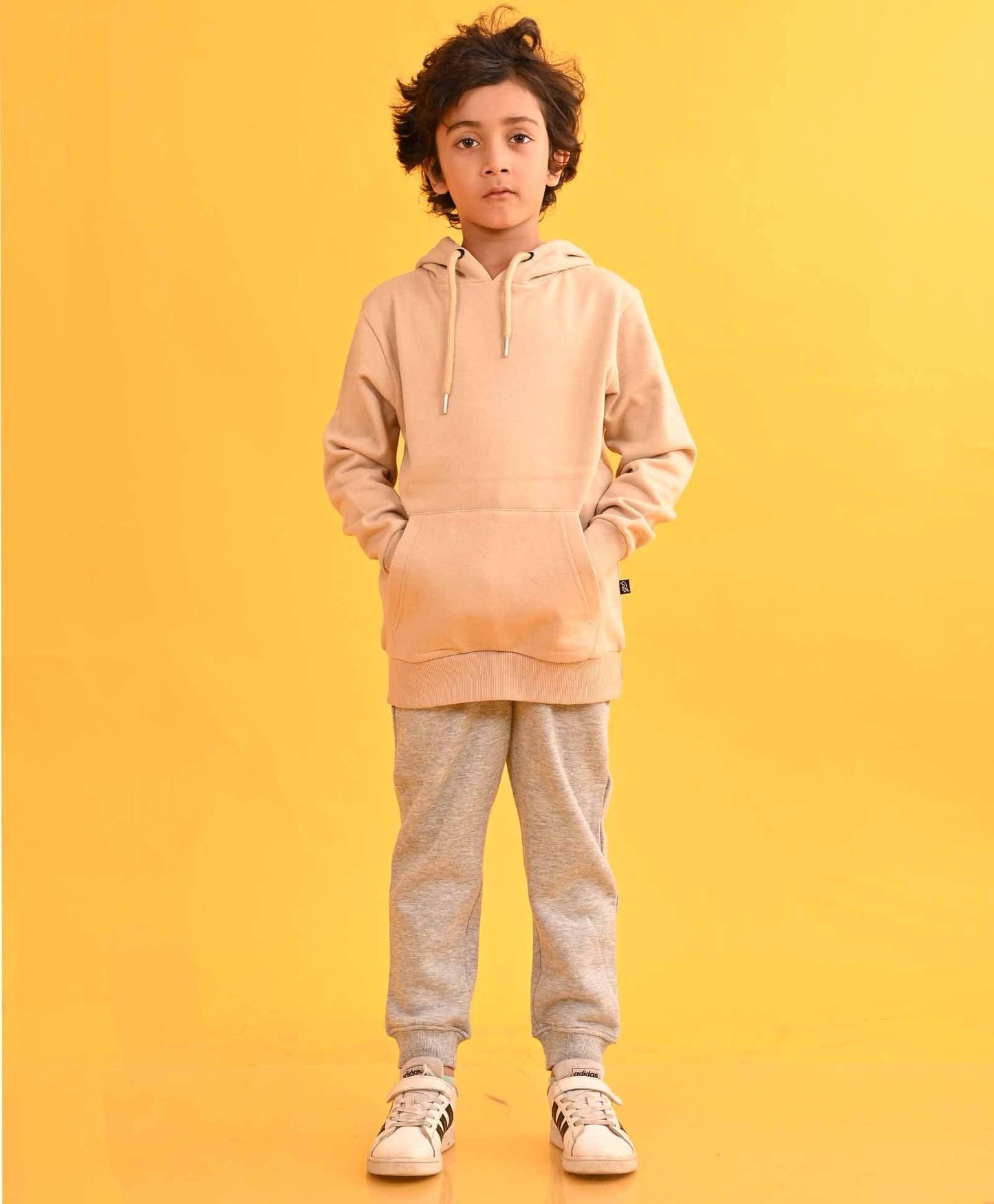BEIGE HUMMO HOODIE GREY FLEECE JOGGER SET - BEIGE / GREY