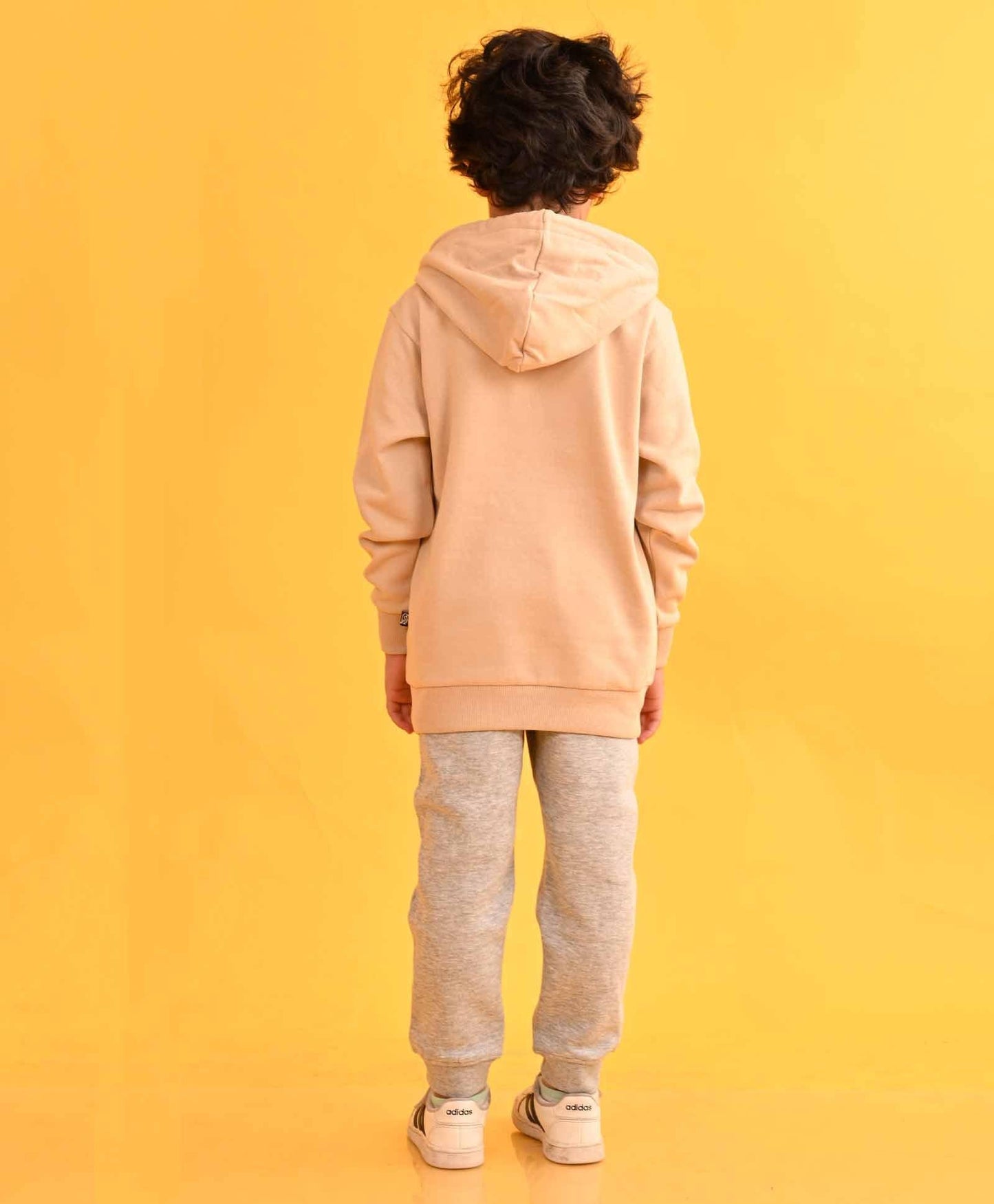 BEIGE HUMMO HOODIE GREY FLEECE JOGGER SET - BEIGE / GREY