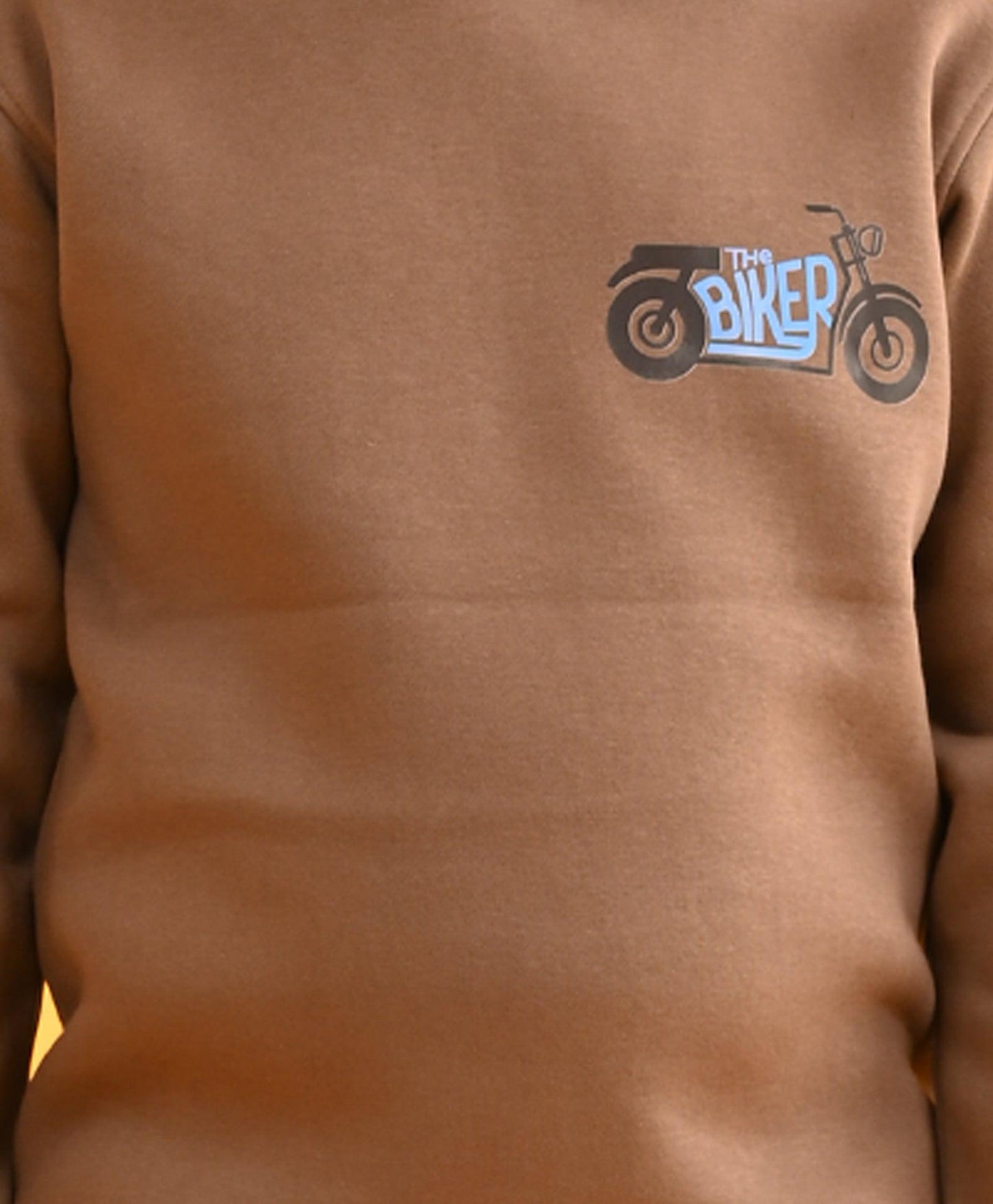 BIKER DARK BROWN HOODIE GREY FLEECE JOGGER SET - DARK BROWN / GREY