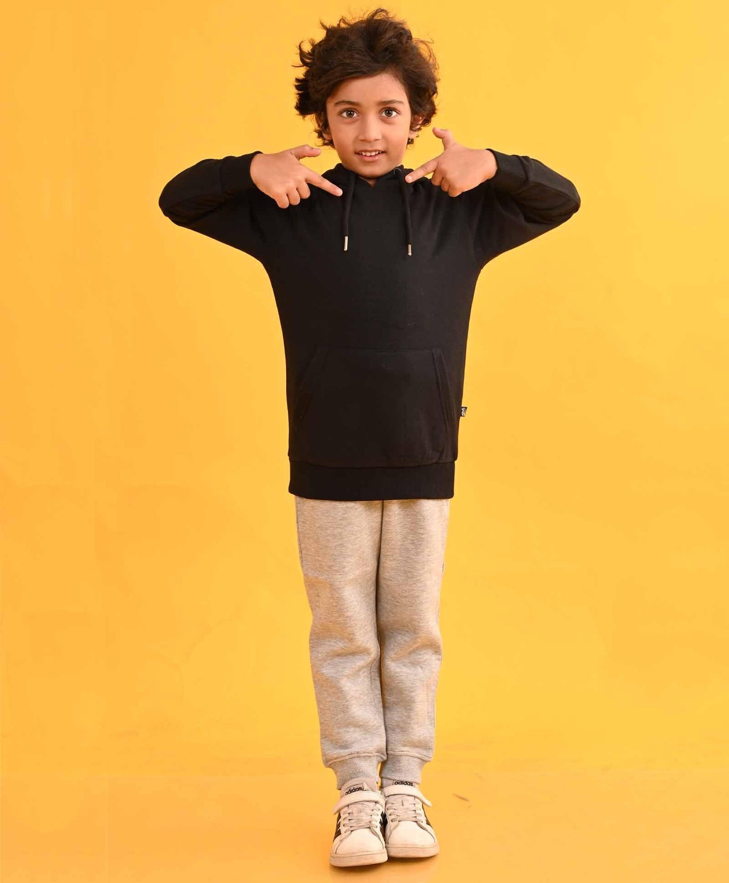 BLACK HUMMO HOODIE GREY FLEECE JOGGER SET - BLACK / GREY