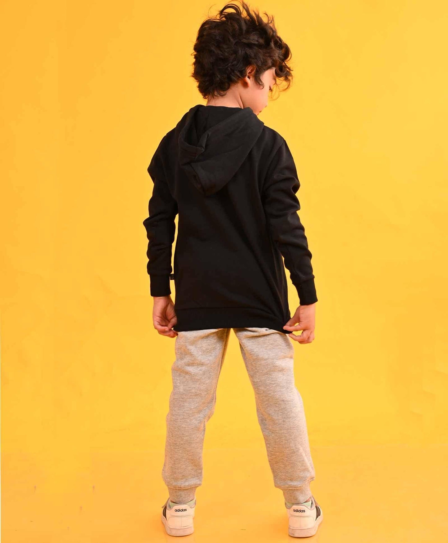 BLACK HUMMO HOODIE GREY FLEECE JOGGER SET - BLACK / GREY