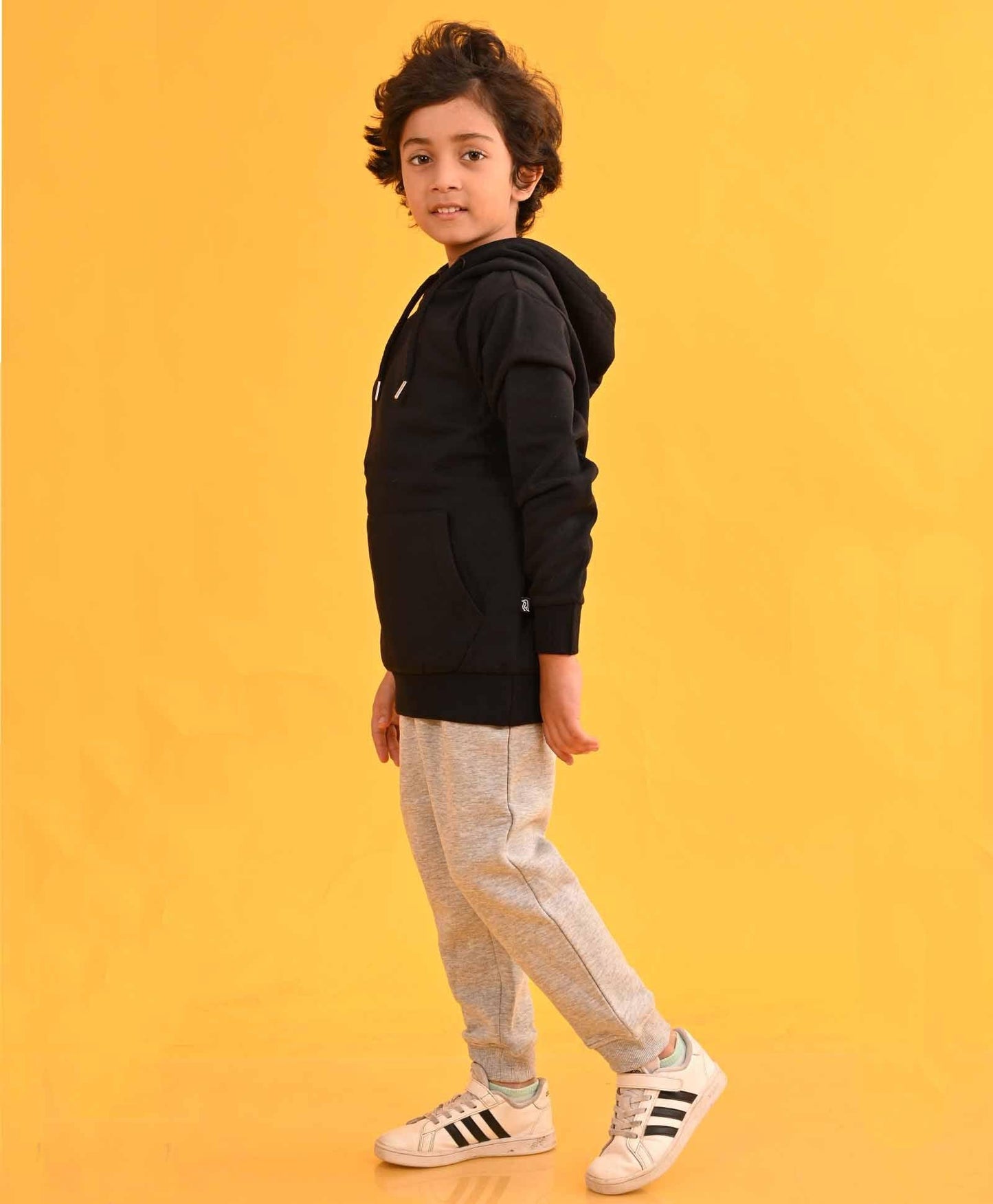 BLACK HUMMO HOODIE GREY FLEECE JOGGER SET - BLACK / GREY