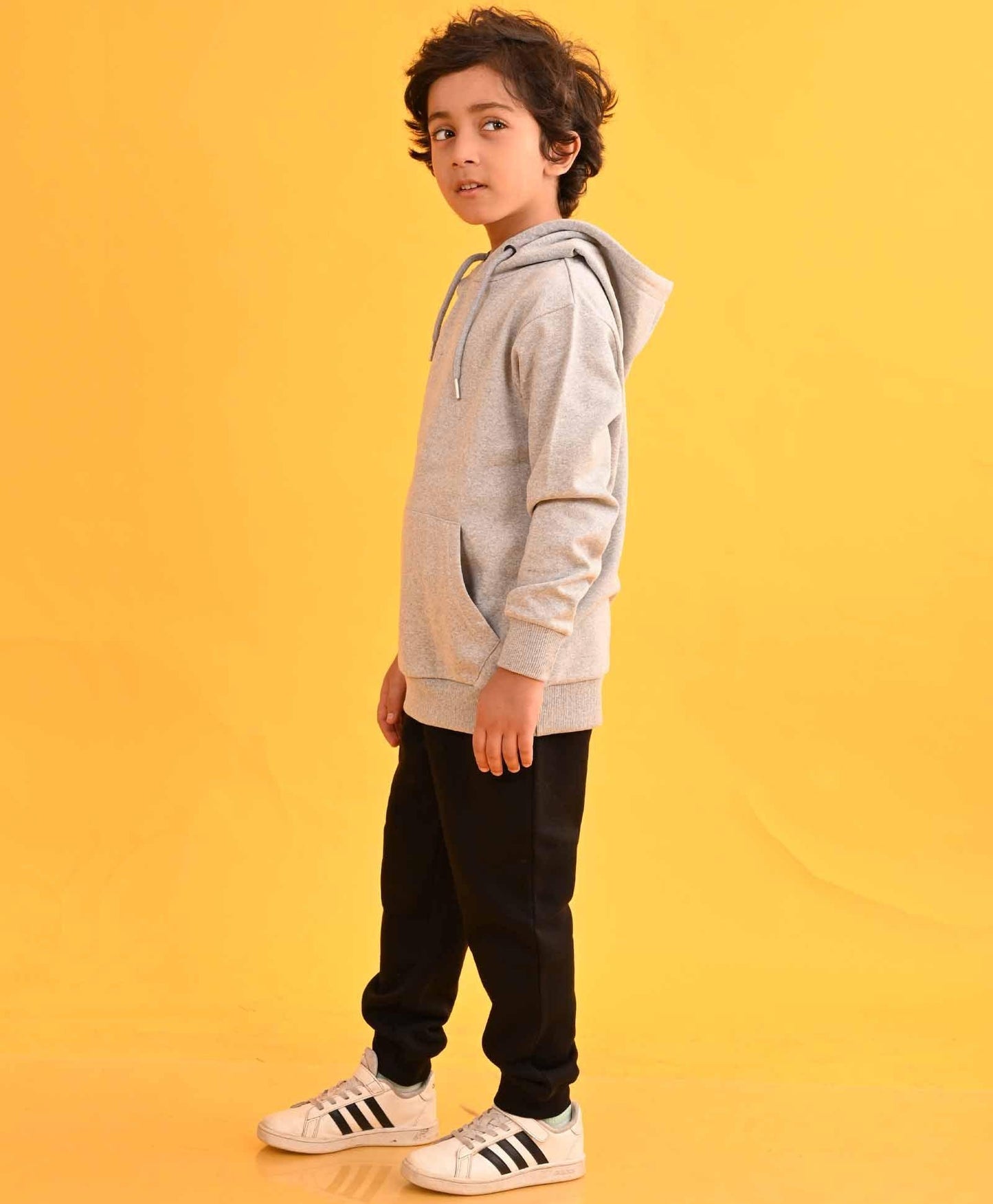GREY HUMMO HOODIE BLACK FLEECE JOGGER SET - GREY / BLACK