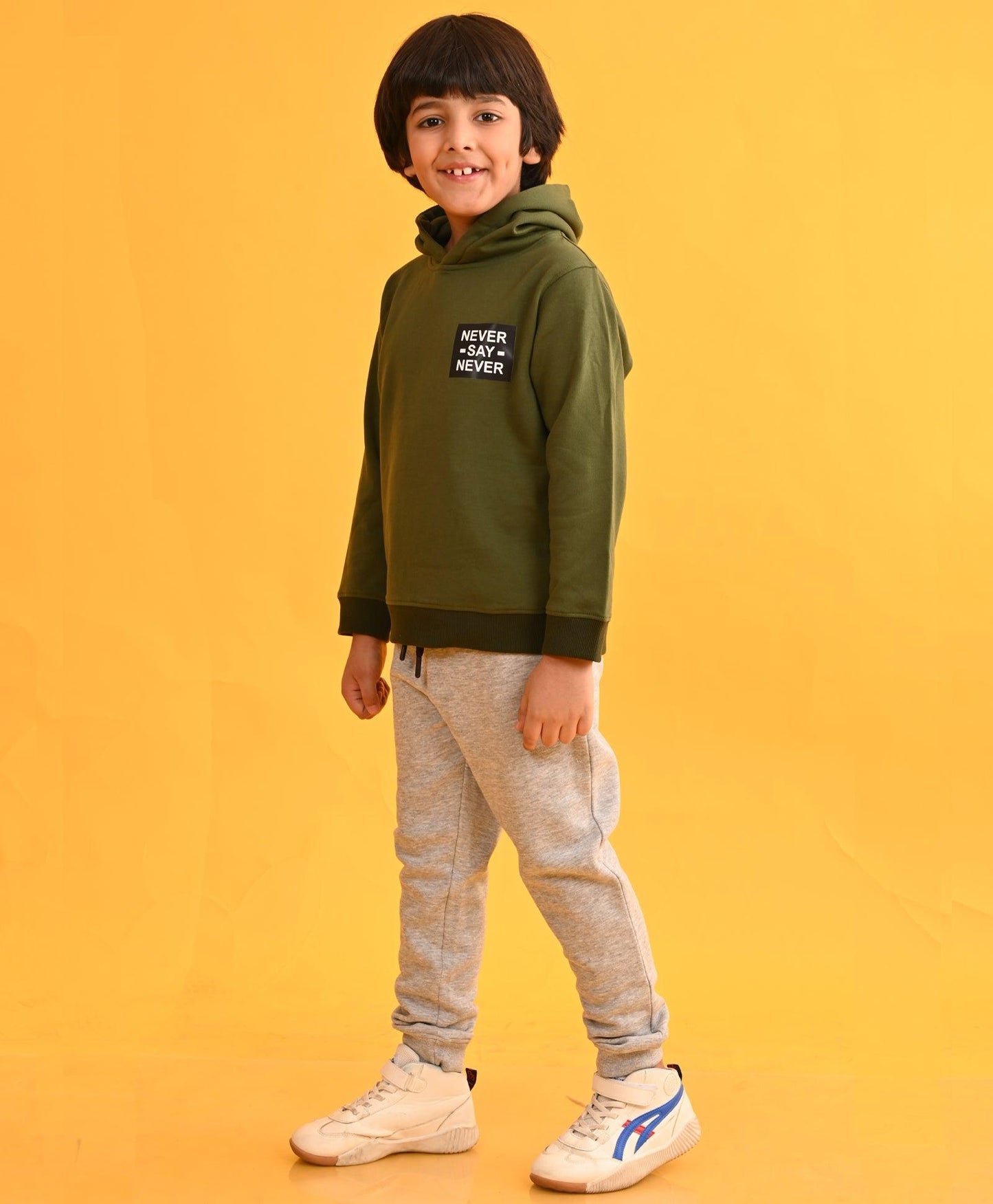 NEVER SAY NEVER OLIVE HOODIE GREY FLEECE JOGGER SET - OLIVE / GREY