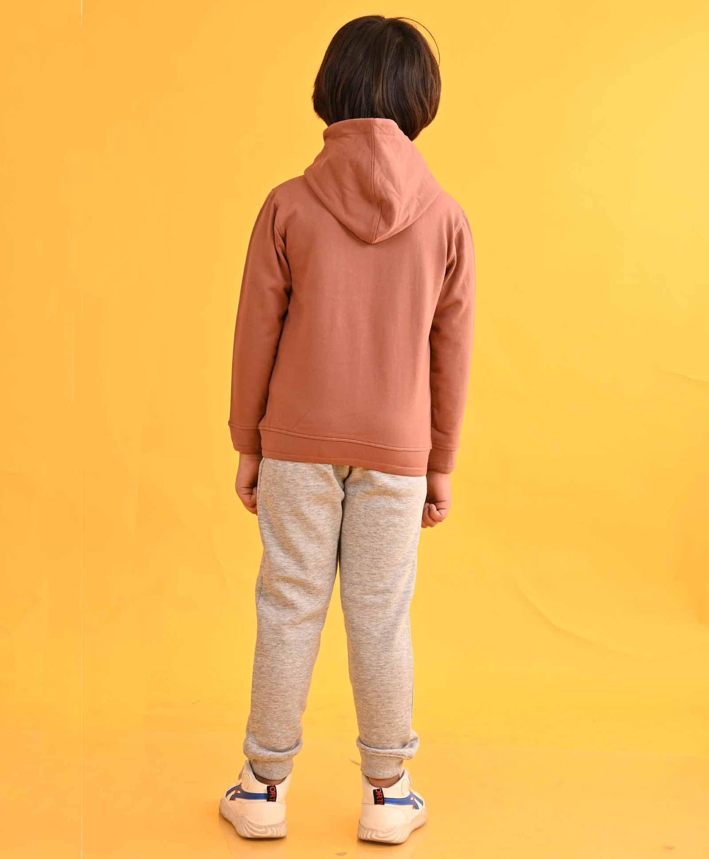 NEW YORK BROWN HOODIE GREY FLEECE JOGGER SET - BROWN/GREY