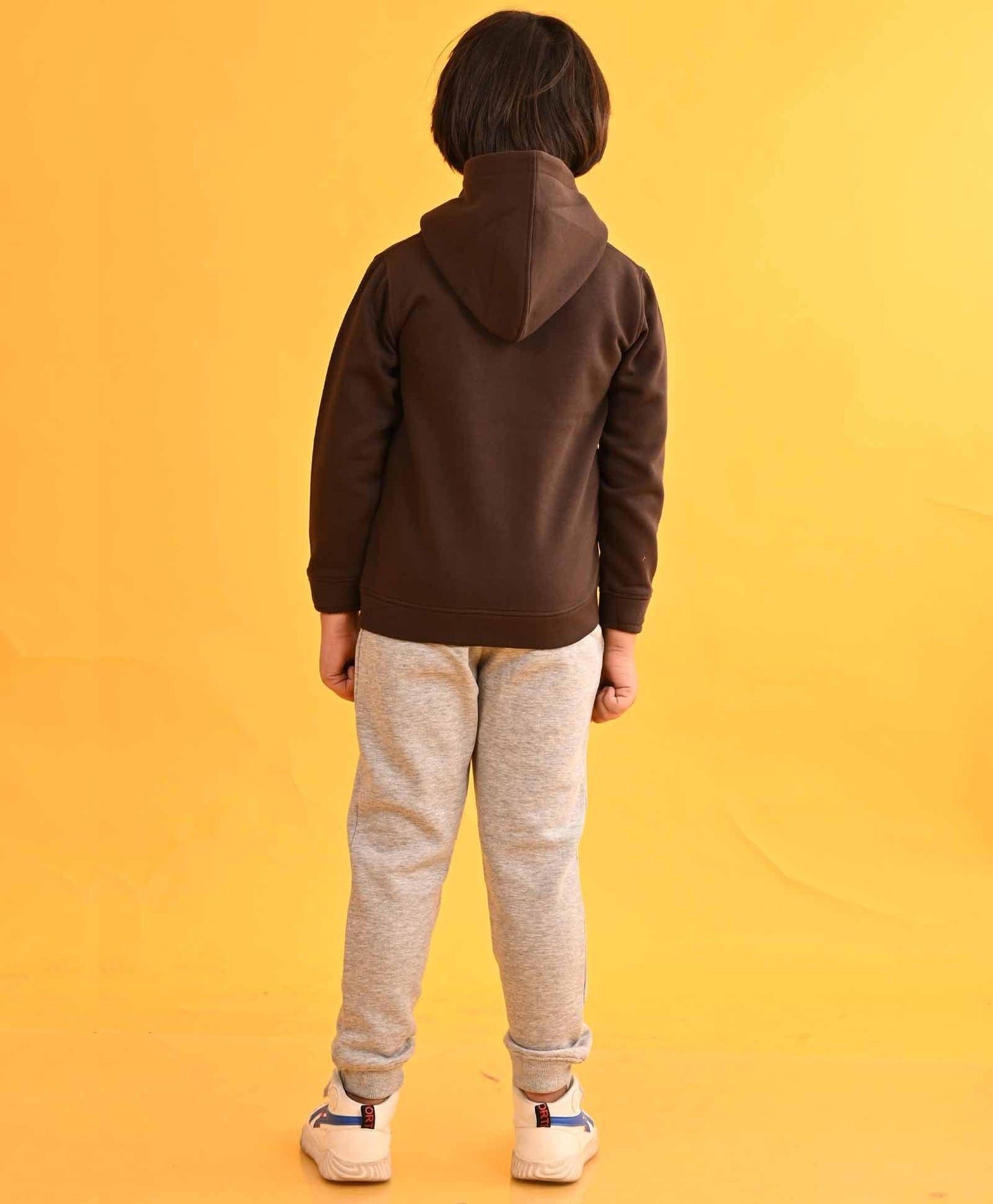 NEW YORK BROWN HOODIE GREY FLEECE JOGGER SET - DARK BROWN/GREY
