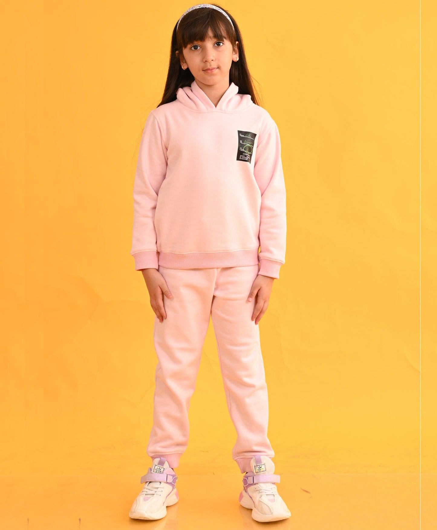 SPORTY COLLECTION PINK FLEECE HOODIE JOGGER SET D - PINK