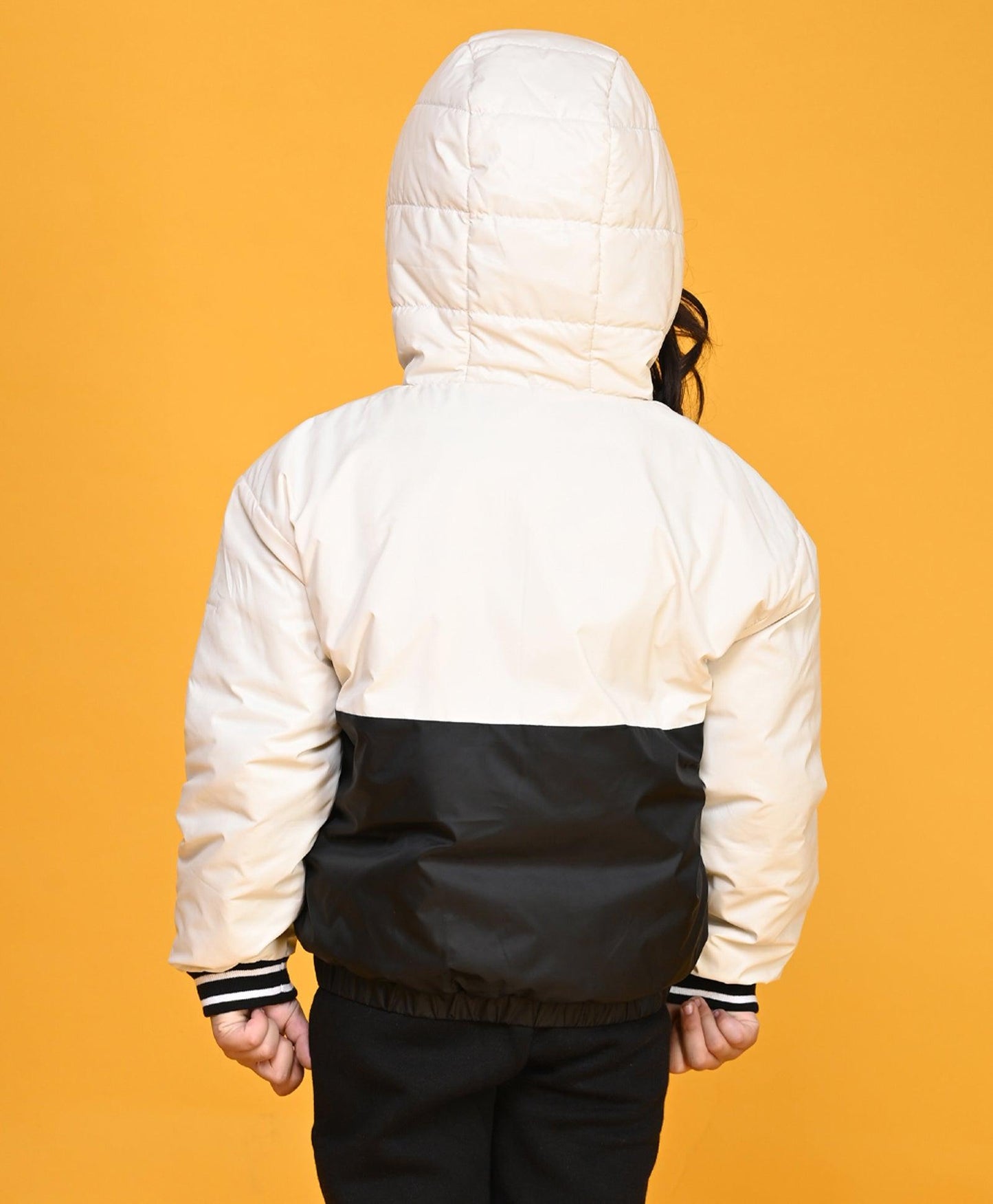 SILVER BLACK GIRLS FULL ZIPPER JACKET - BLACK