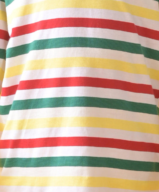 RED GREEN WHITE YELLOW STRIPE LONG SLEEVE PYJAMA SET - MULTI - Anthrilo