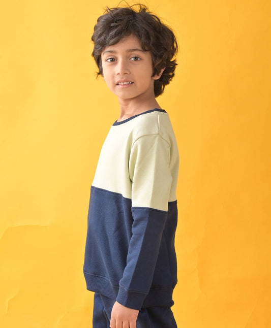 NAVY ALOE WASH COLOR BLOCK SWEATSHIRT - NAVY - Anthrilo