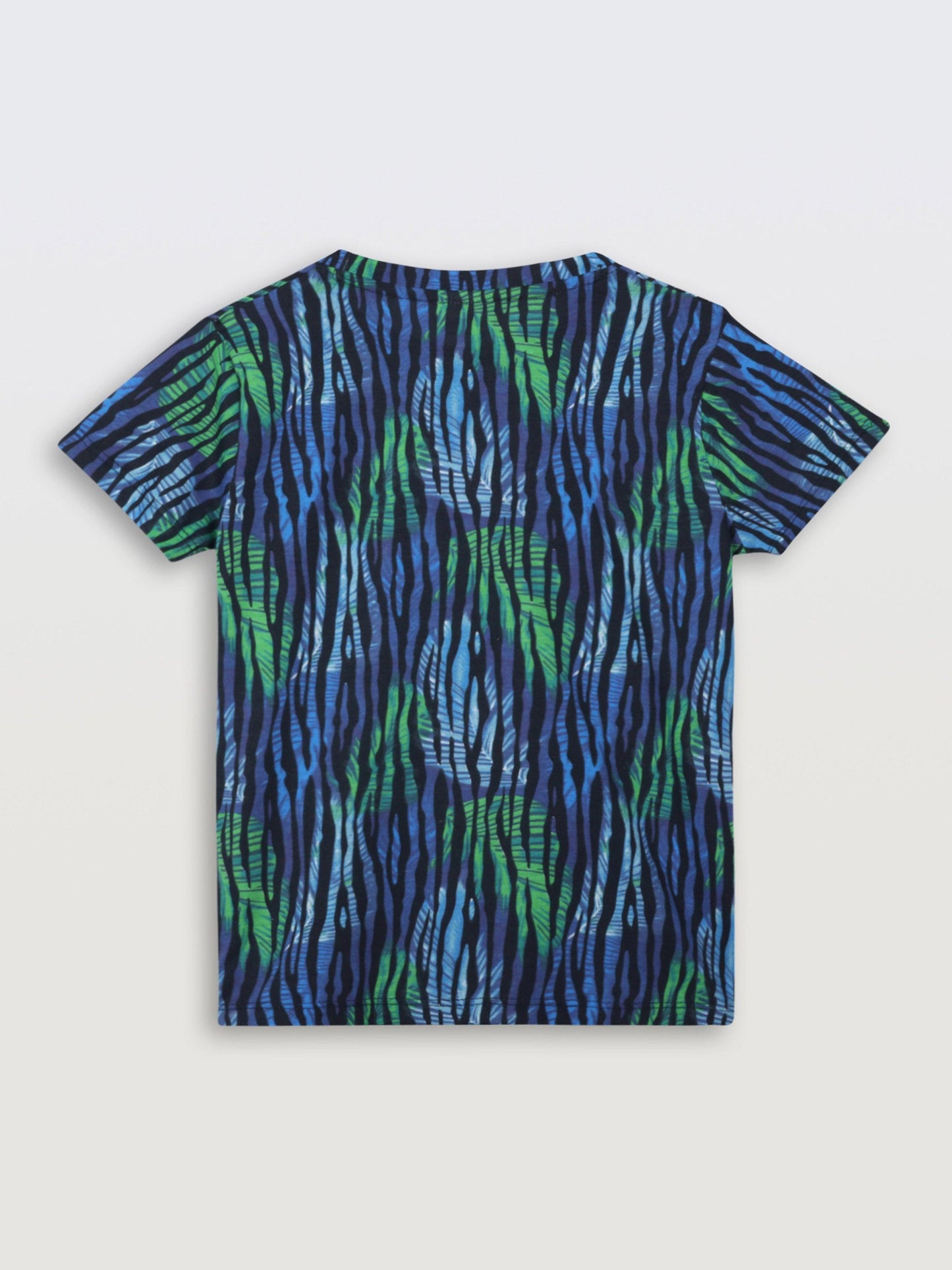TROPICAL STRIPE SHORT SLEEVE T-SHIRT - BLUE